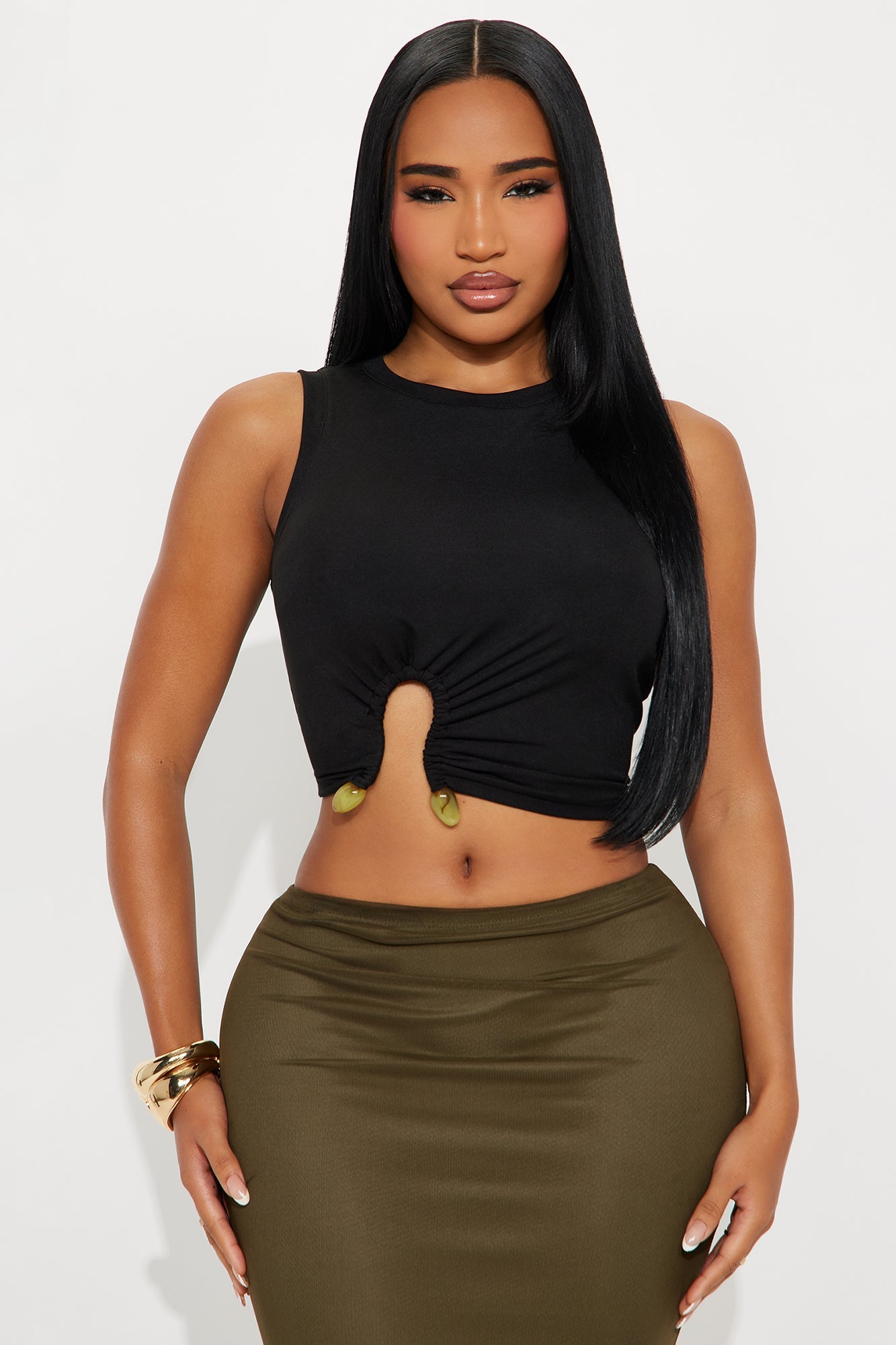 Tamira Asymmetrical Mesh Top - Black