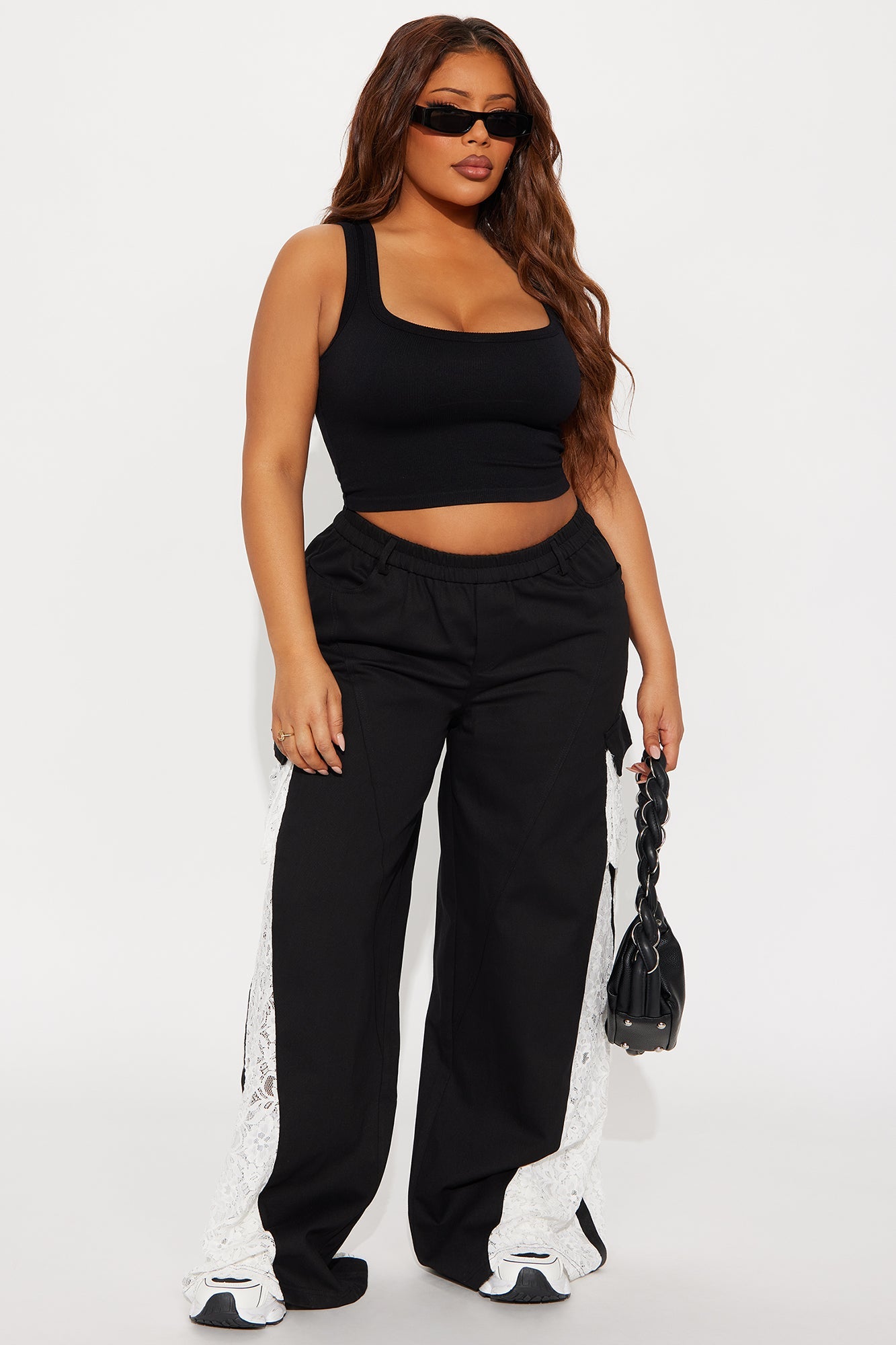 Willow Wide Leg Lace Track Pant 33″ - Black