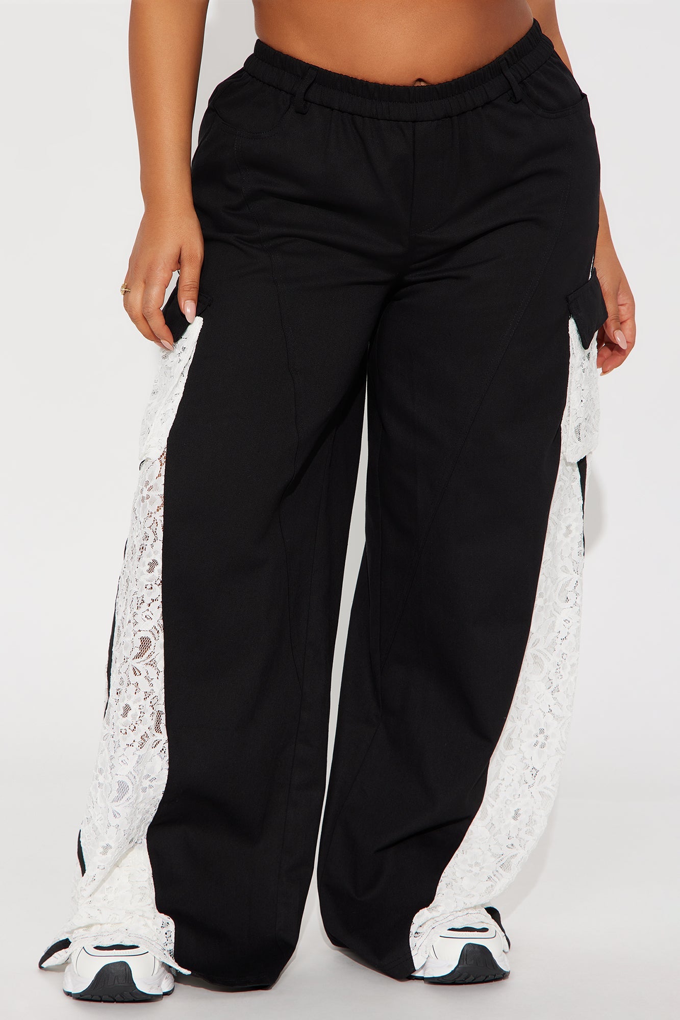 Willow Wide Leg Lace Track Pant 33″ - Black