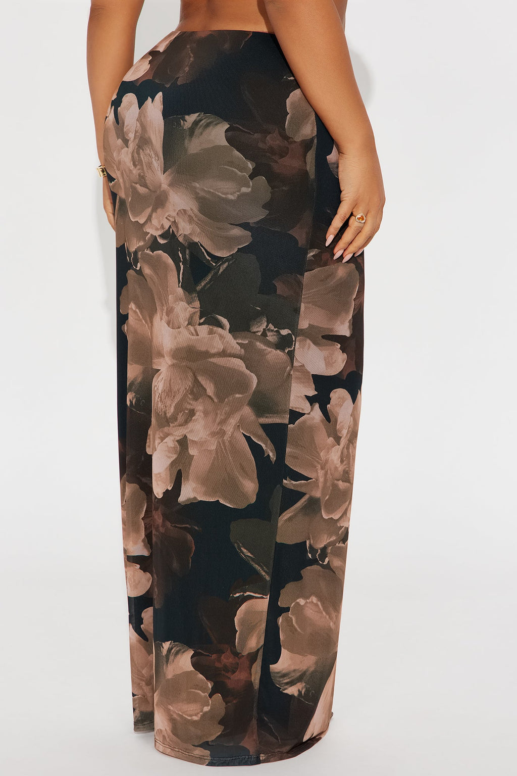 Midnight Bloom Mesh Maxi Skirt - Brown/combo