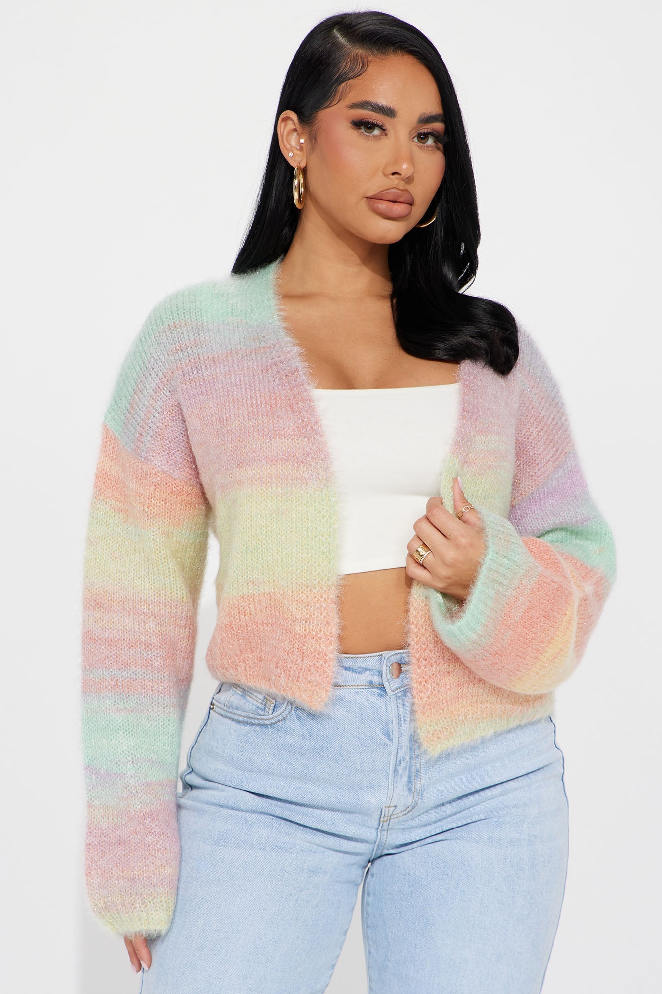 Sabriya Spacedye Cropped Cardigan - Multi Color
