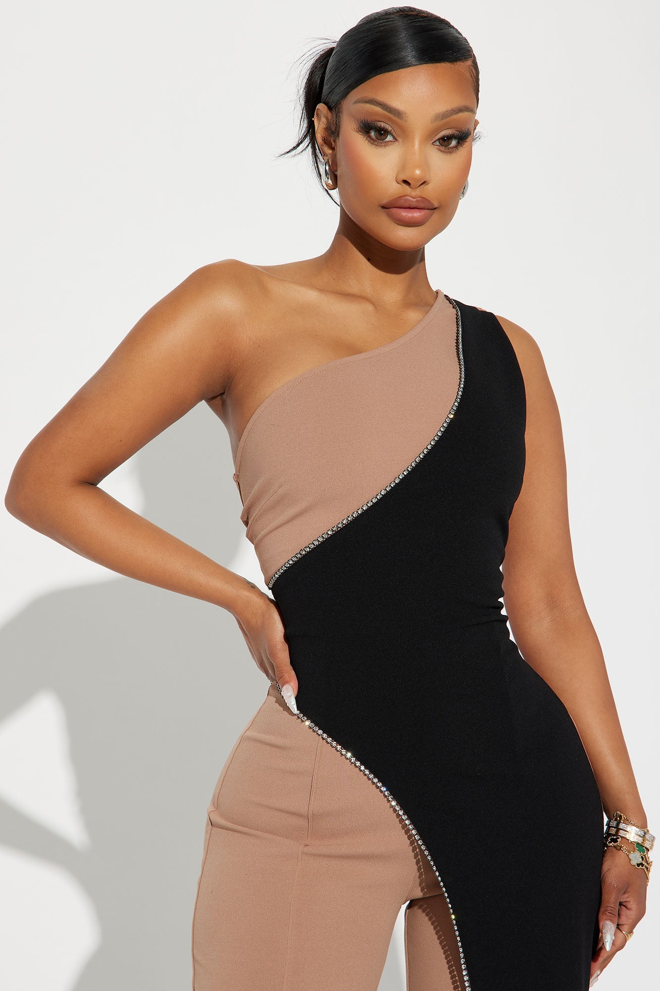 Chase Me Forever Jumpsuit - Mocha/combo