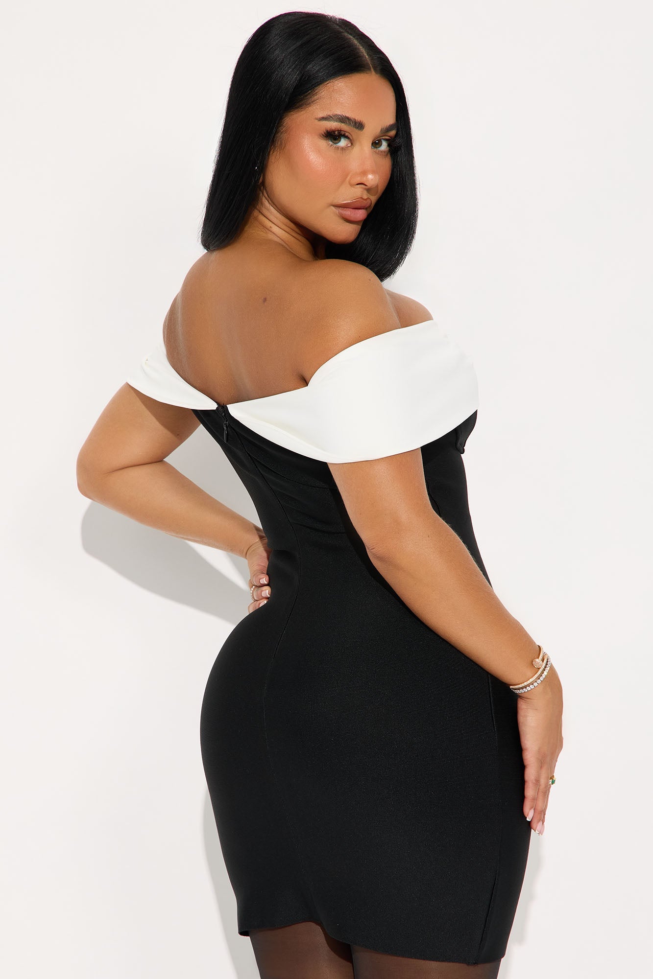 Tall Ariella Bandage Mini Dress - Black/White