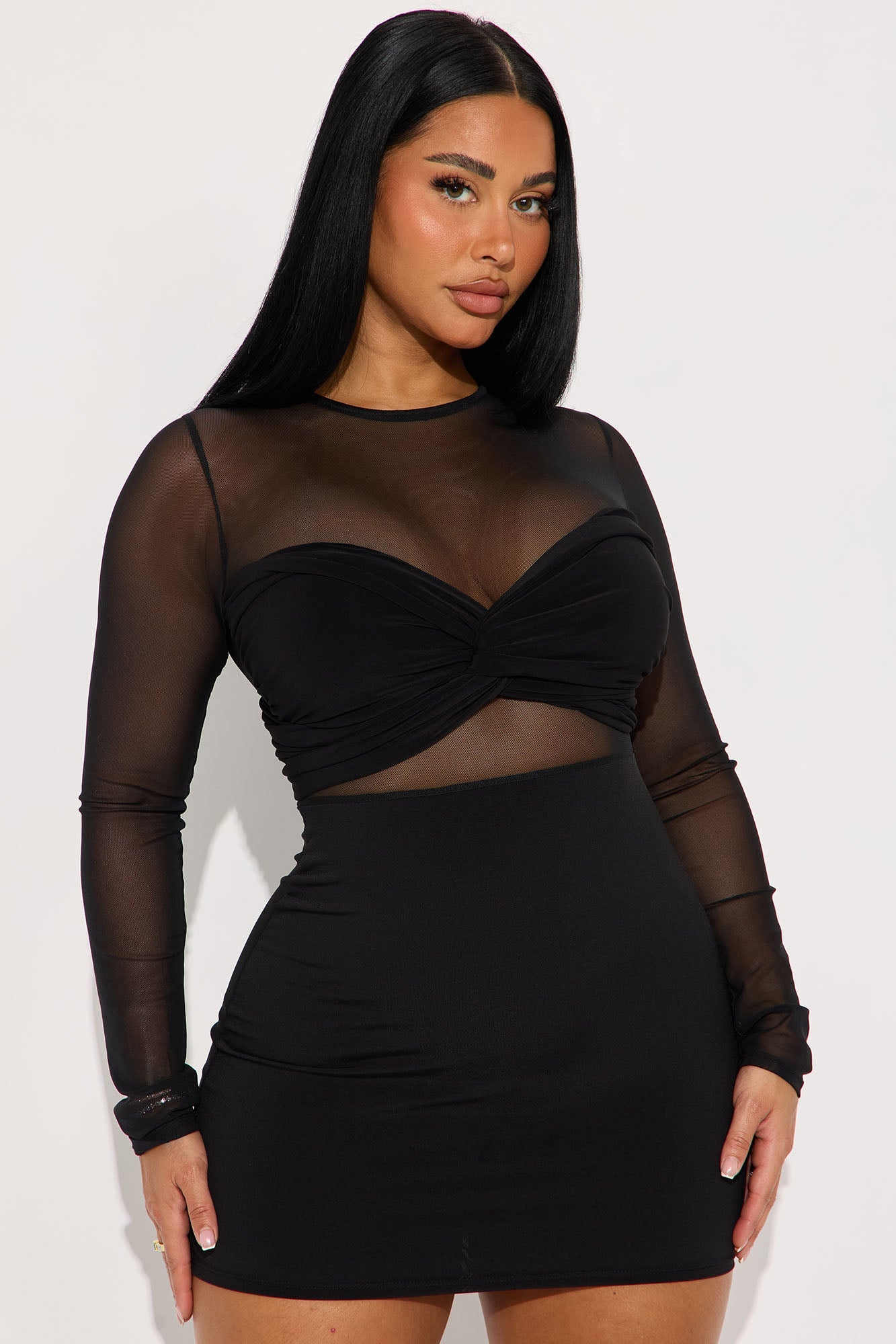 All I Need Sheer Mesh Mini Dress - Black
