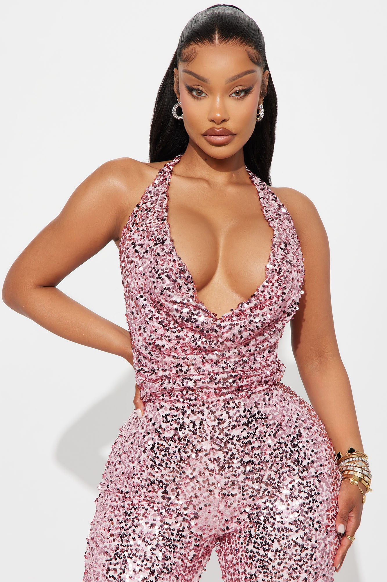 Meet Me On The Dance Floor Sequin Jumpsuit - Pink