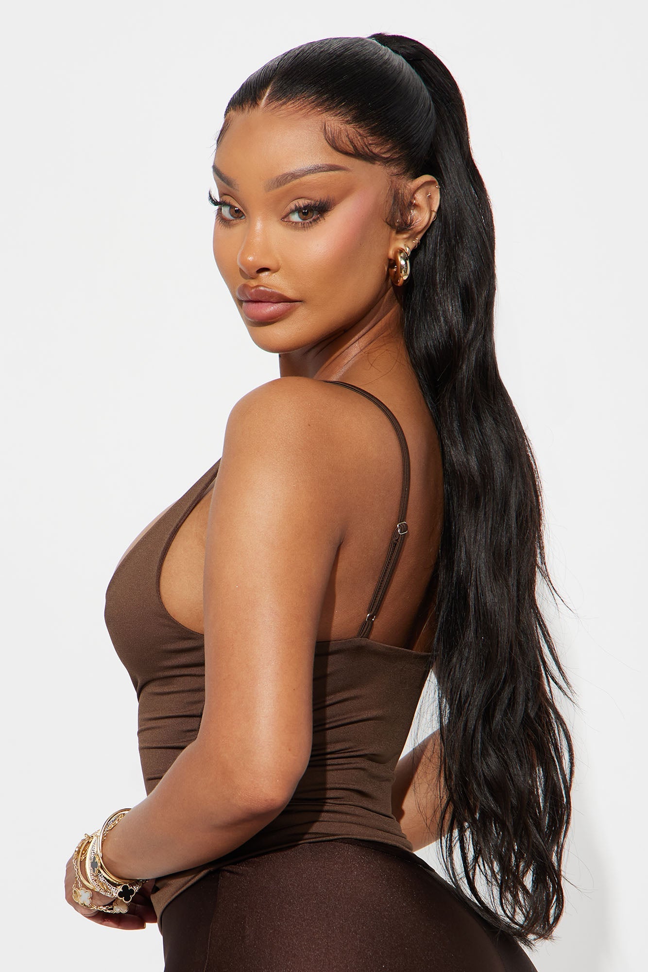 Smooth Double Lined Scoop Neck Cami Top - Brown