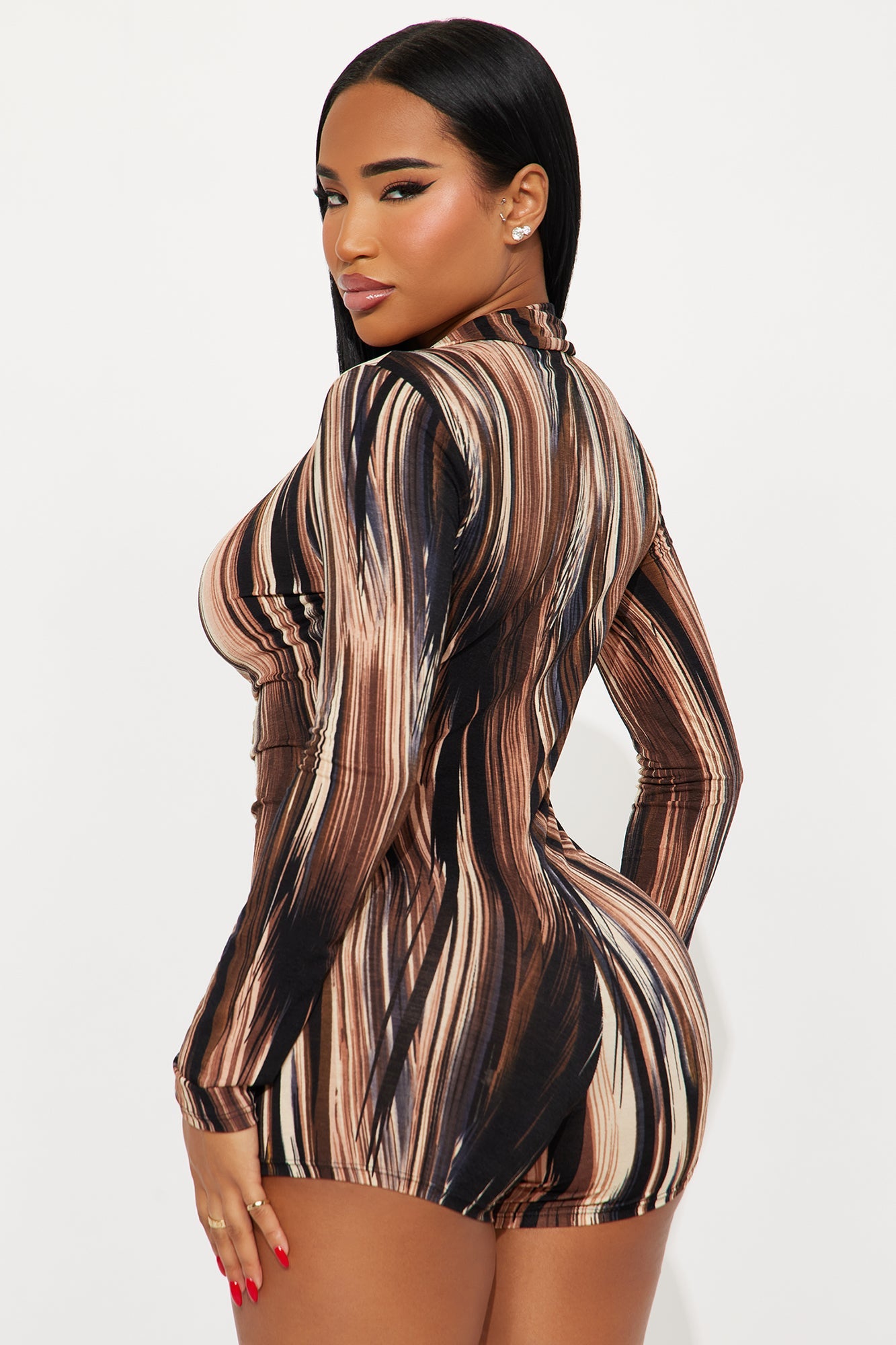 Kaia Long Sleeve Button Up Romper - Black/combo