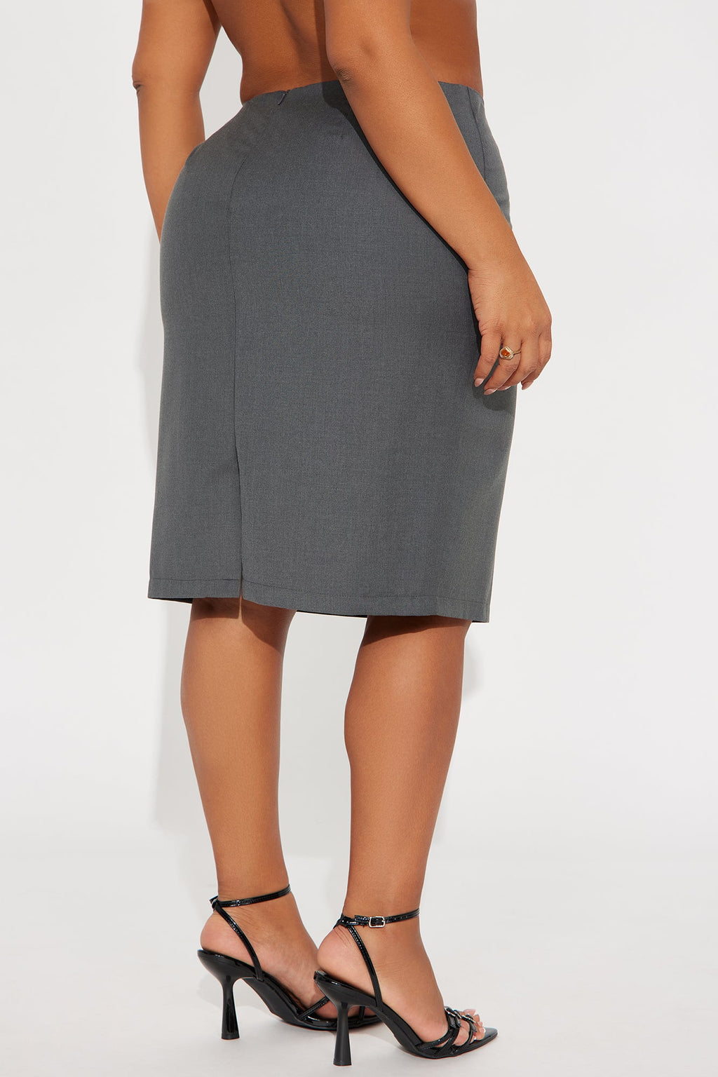 Paige Pencil Midi Skirt - Charcoal