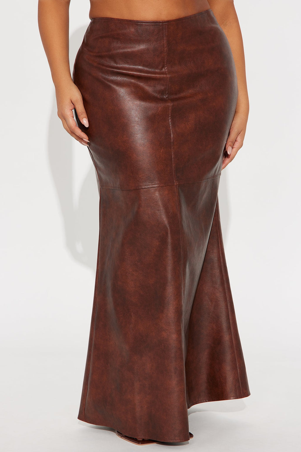 Roadie Faux Leather Mermaid Maxi Skirt - Cognac