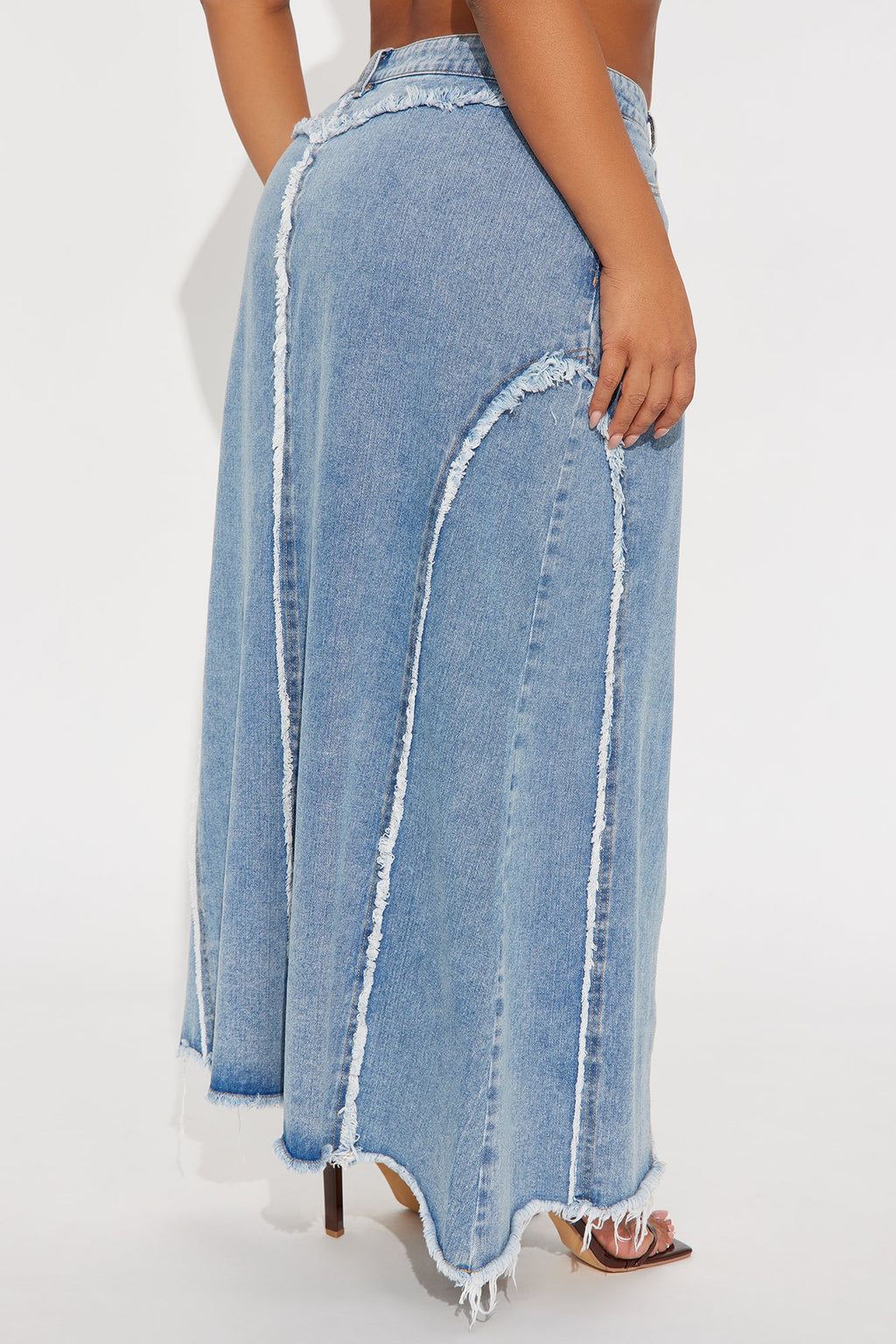 Skylar Asymmetrical Denim Maxi Skirt - Vintage Wash