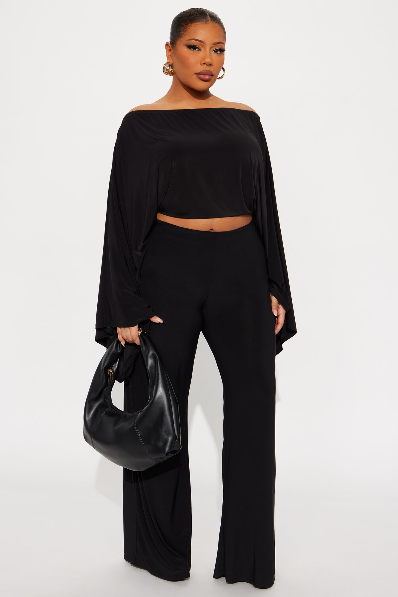 Promise Me Low Rise Wide Leg Travel Pant 33 - Black
