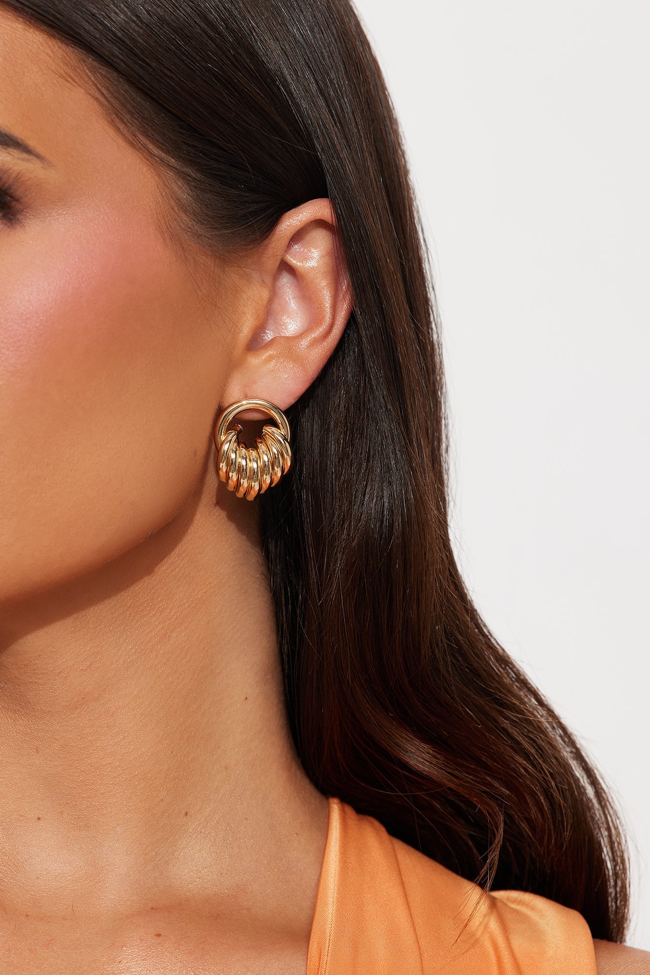 Always An Angel Textured Hoop Earrings - Gold