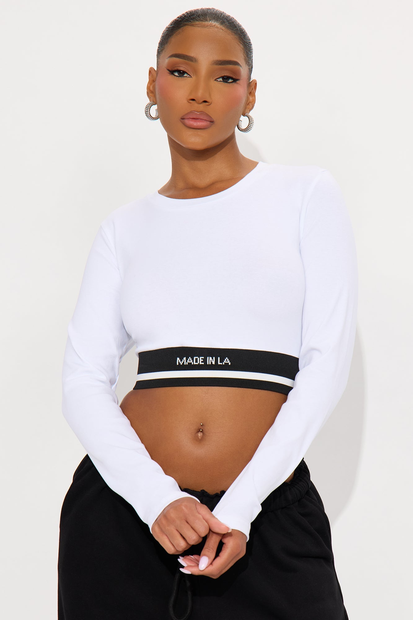 Made In LA Long Sleeve Baby Tee - White/combo
