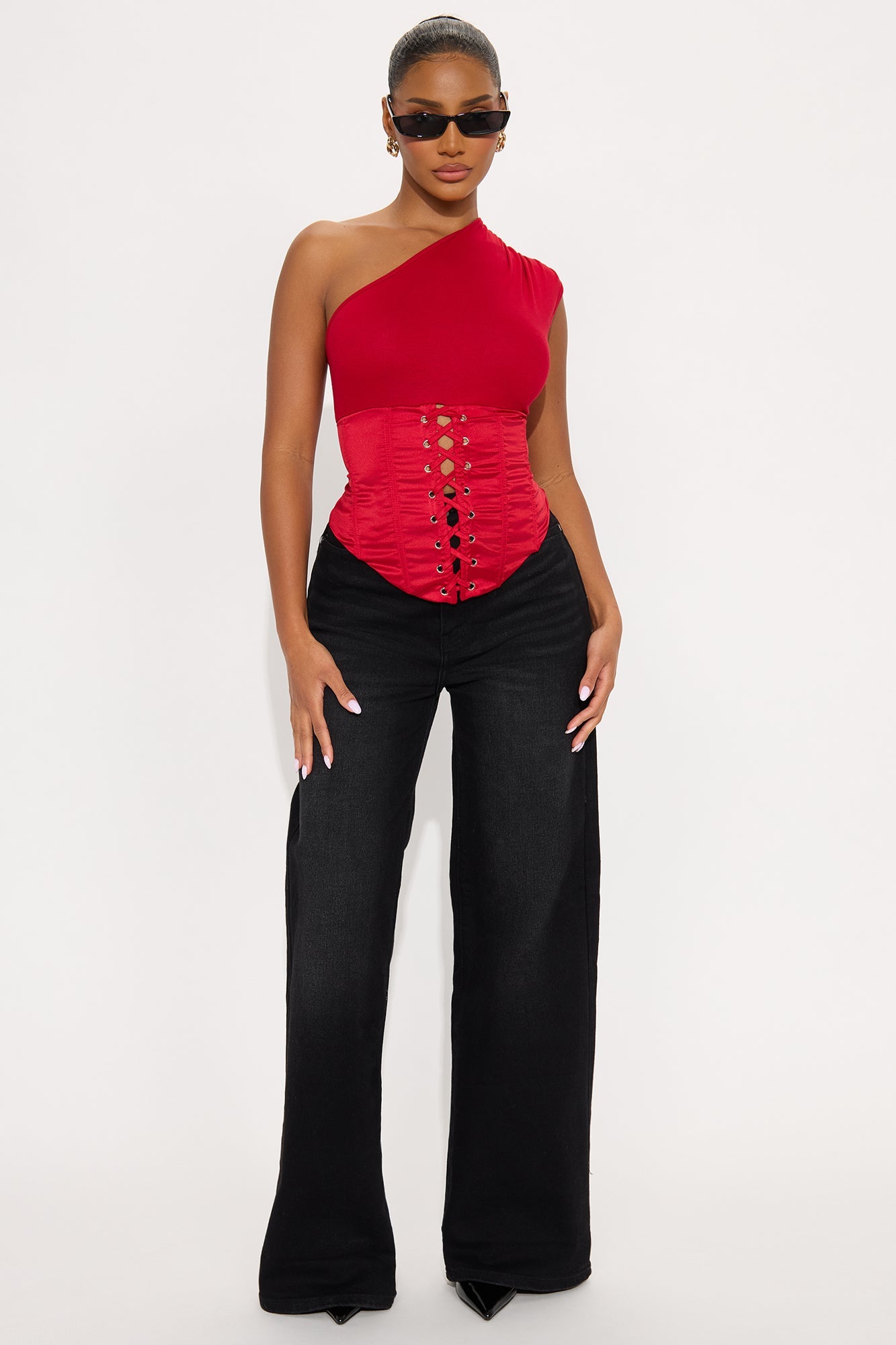 Love On The Line Corset Top - Red