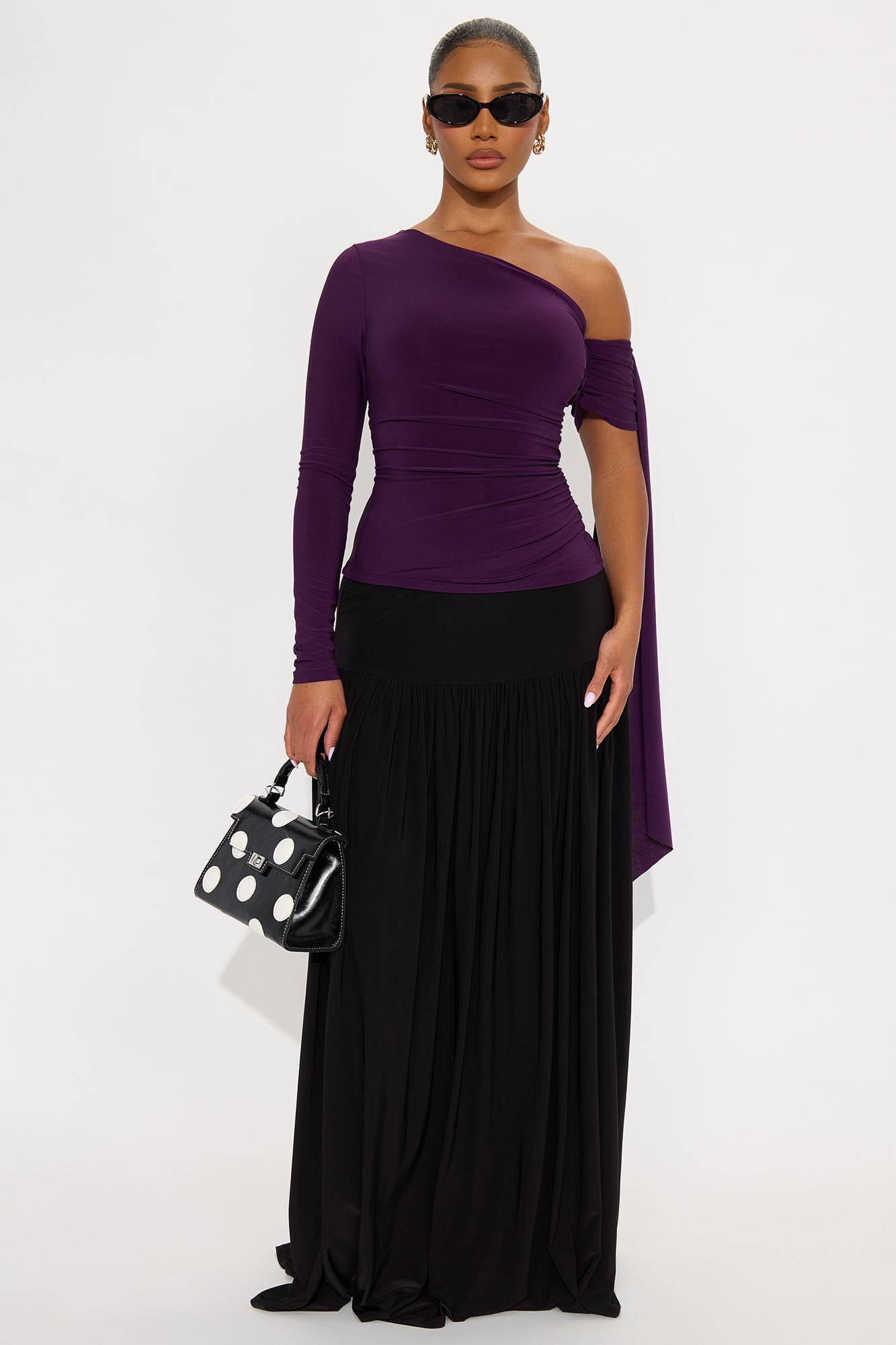 Marnie Tiered Drop Waist Maxi Skirt - Black