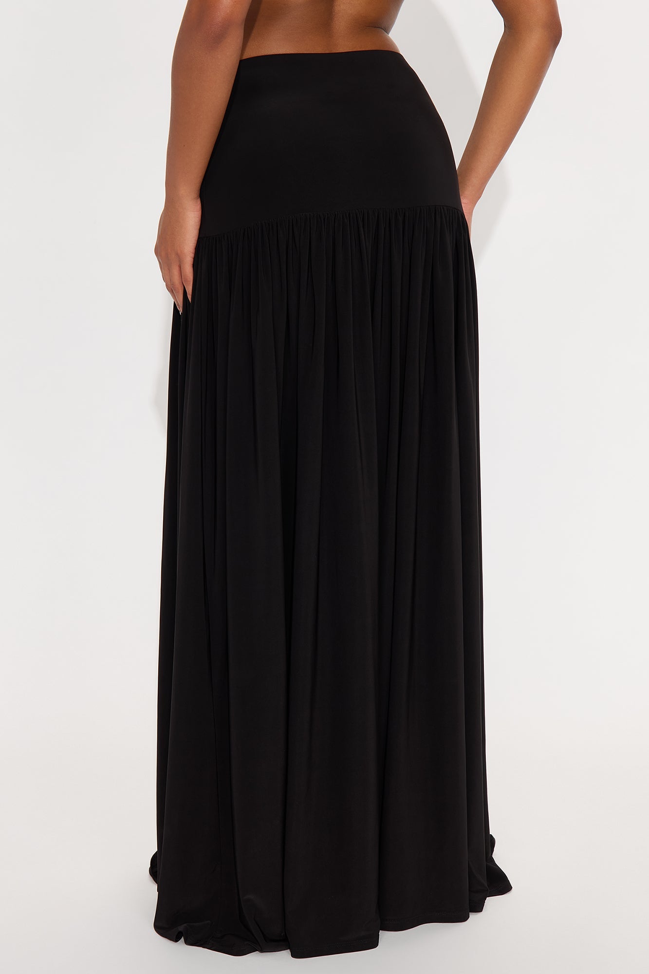 Marnie Tiered Drop Waist Maxi Skirt - Black