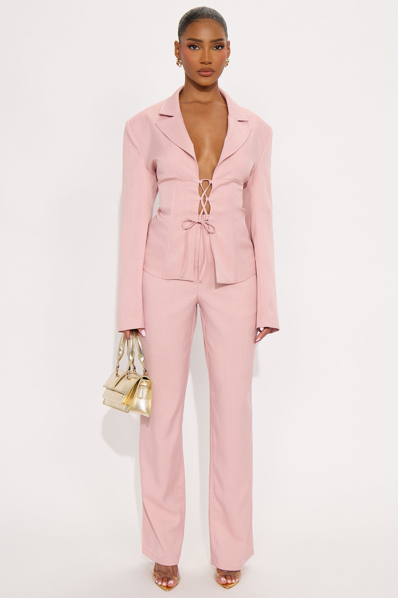 Jayla Twill Wide Leg Trouser Pant - Mauve