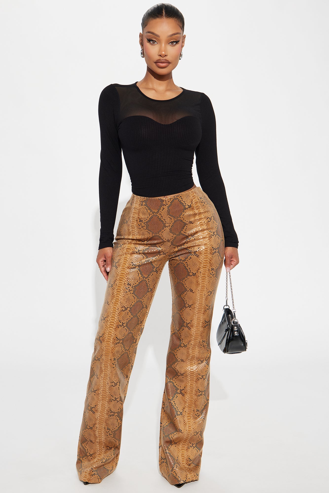 Tasha Mesh Long Sleeve Top - Black