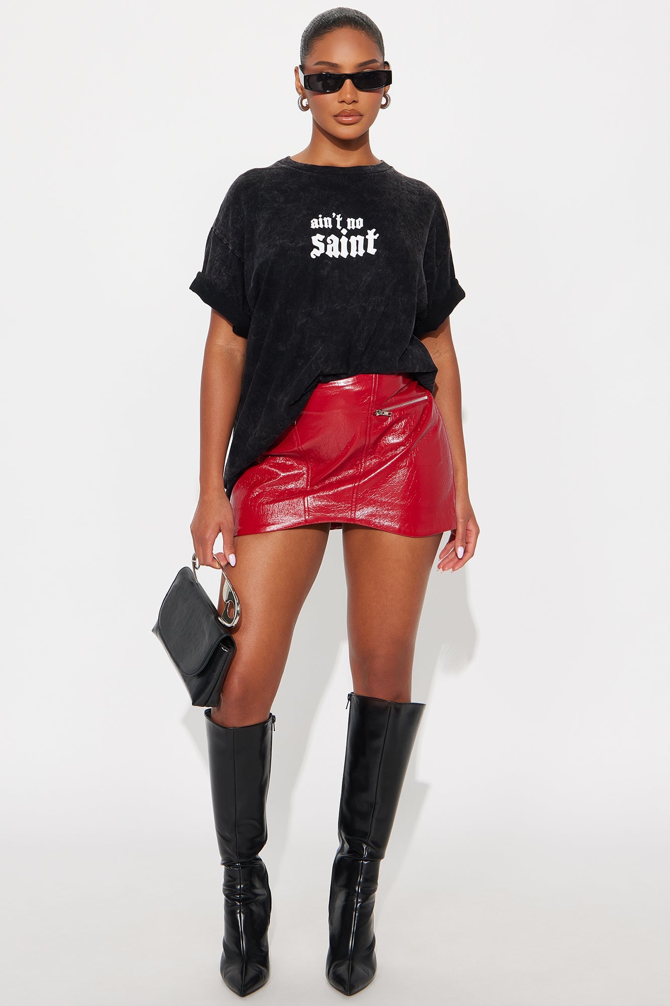 Ain't No Saint Washed Tee - Black