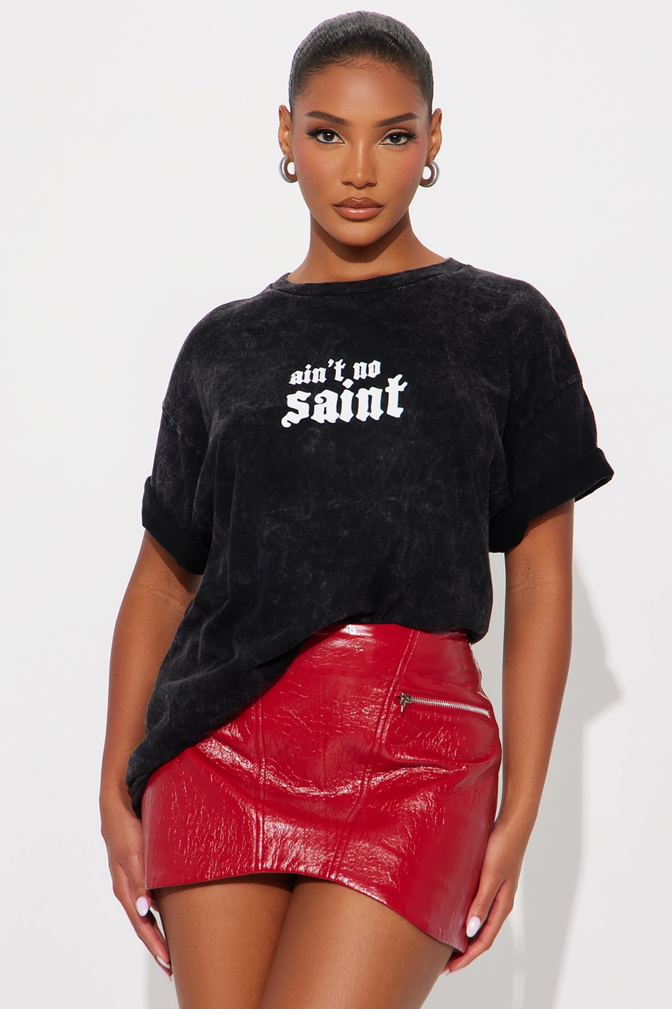 Ain't No Saint Washed Tee - Black
