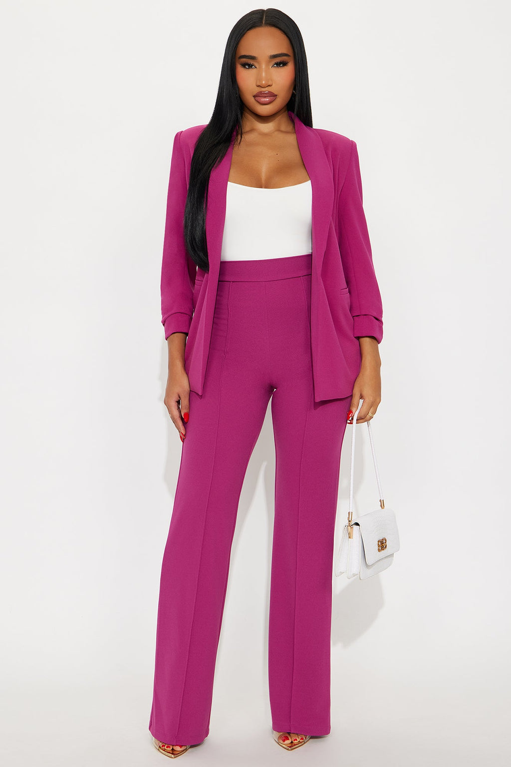Victoria High Waisted Dress Pants - Raspberry