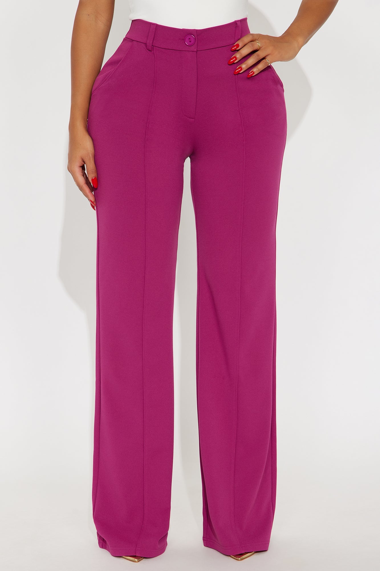 Heidi Wide Leg Trouser Pant - Raspberry