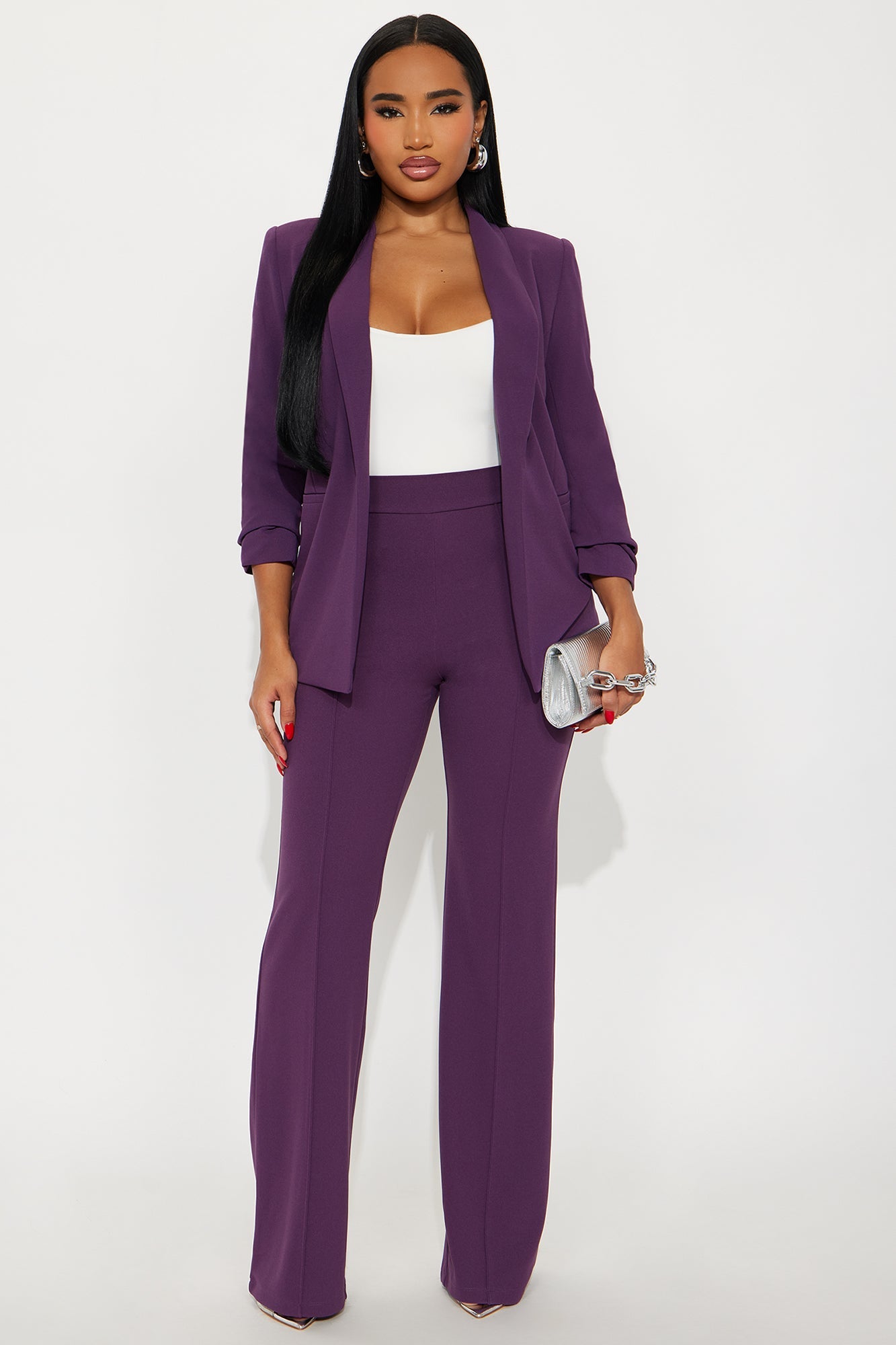 Victoria High Waisted Dress Pants - Plum