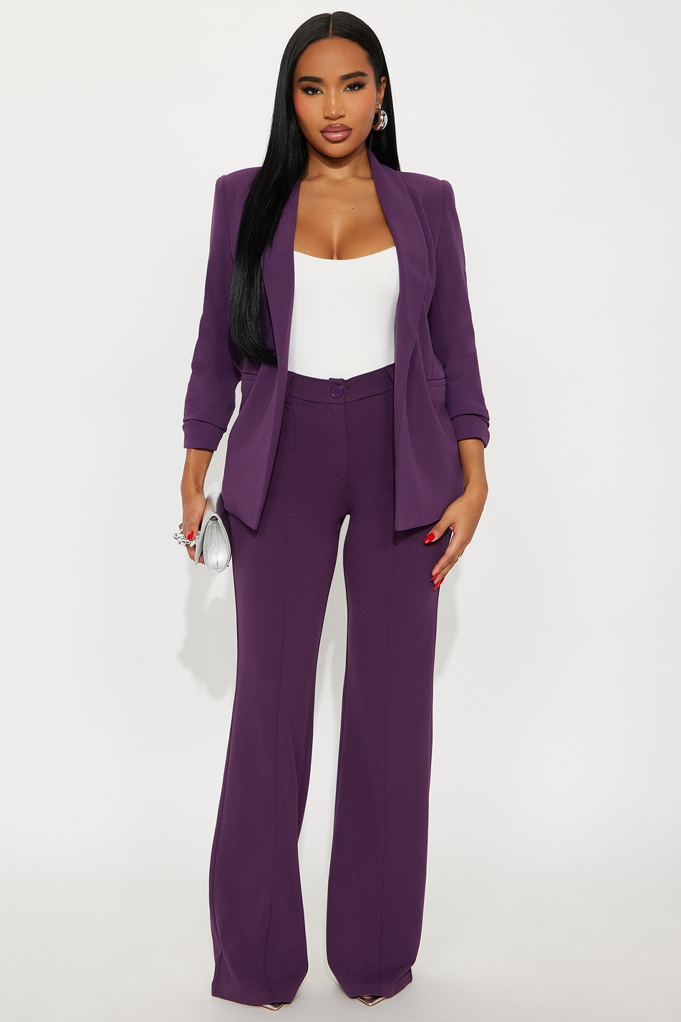 Heidi Wide Leg Trouser Pant - Plum