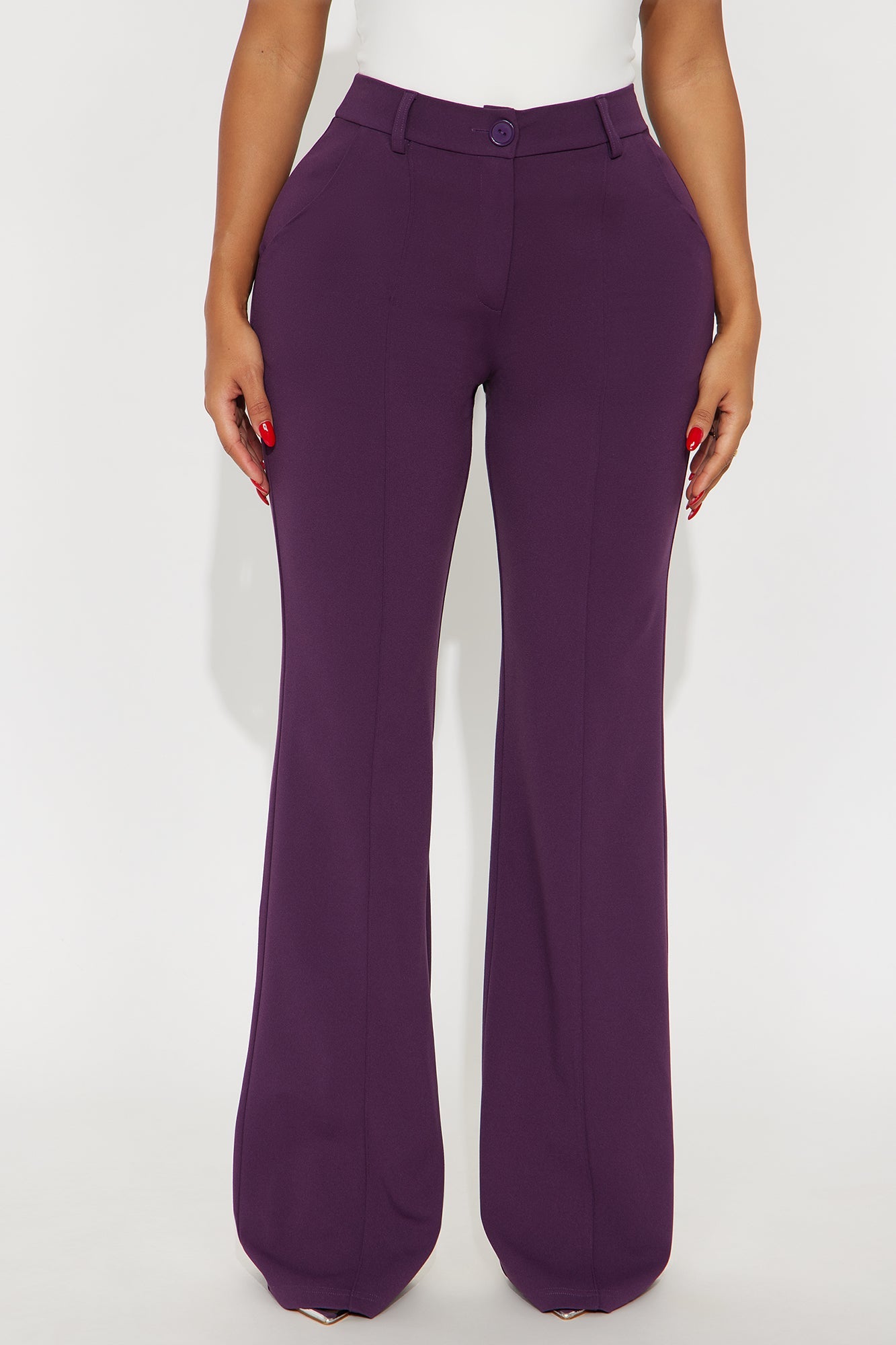 Heidi Wide Leg Trouser Pant - Plum
