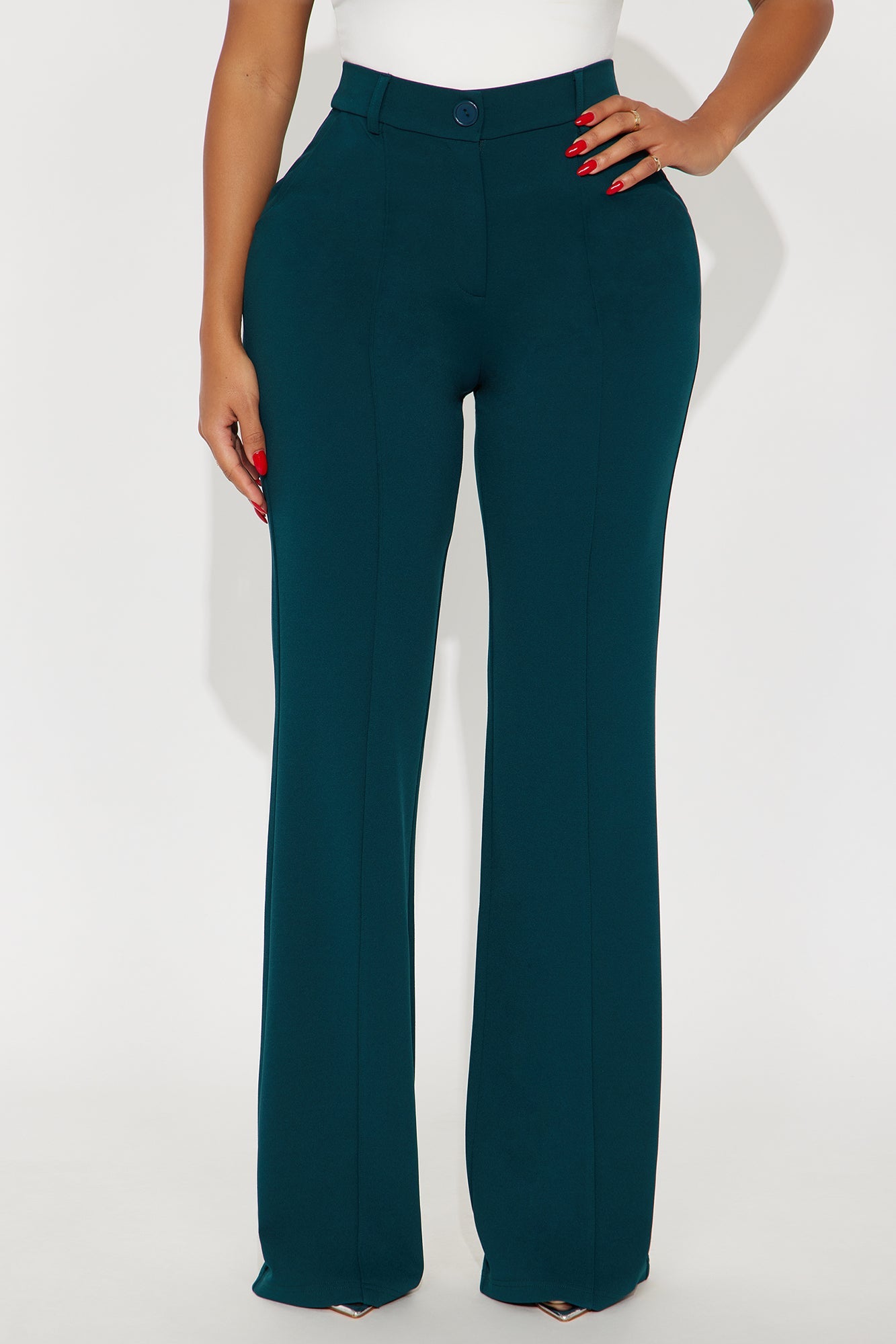 Heidi Wide Leg Trouser Pant - Hunter Green