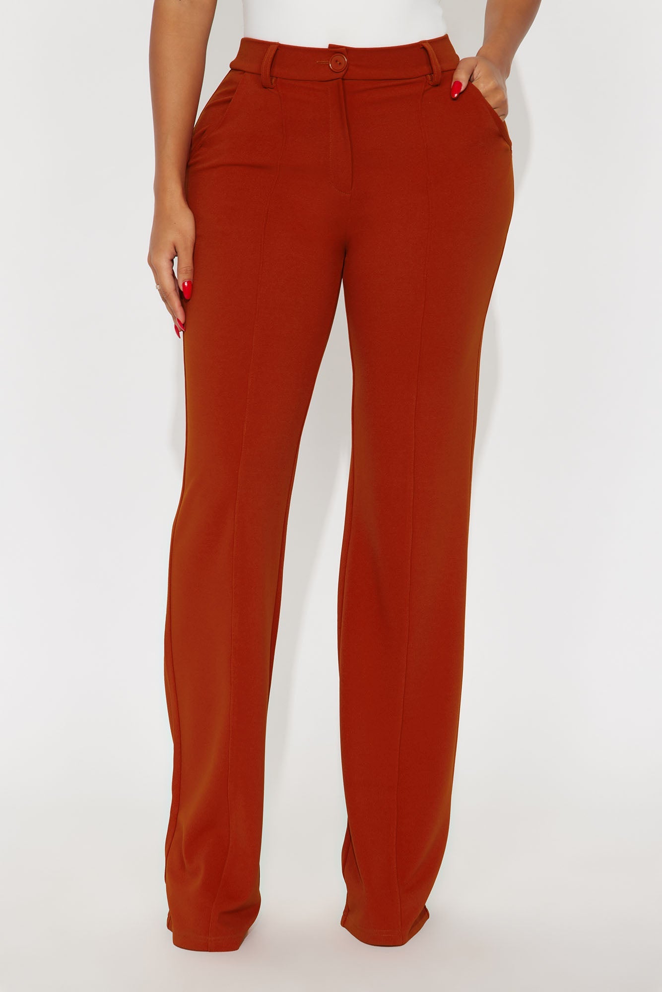 Heidi Wide Leg Trouser Pant - Rust