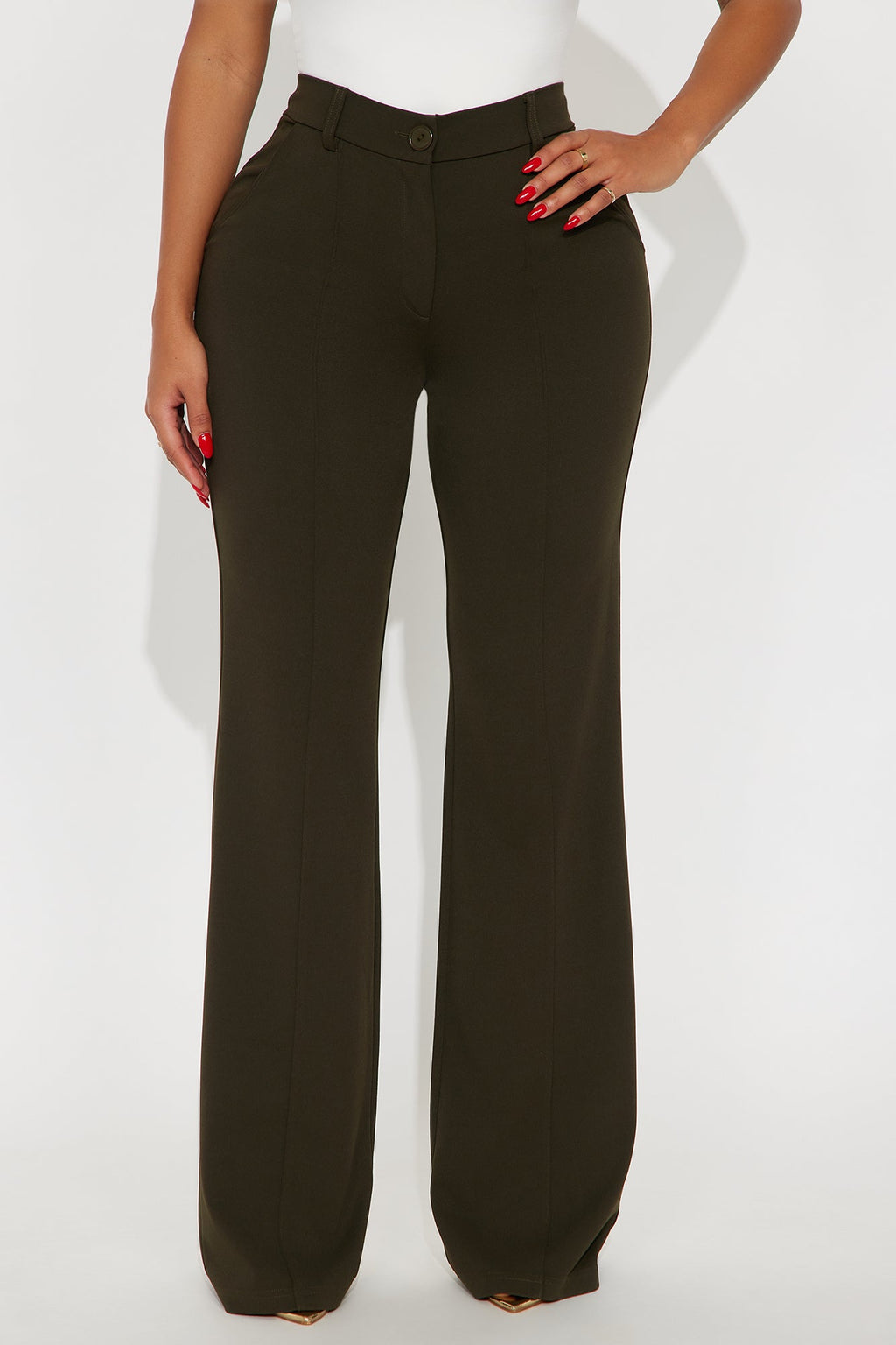 Heidi Wide Leg Trouser Pant - Olive