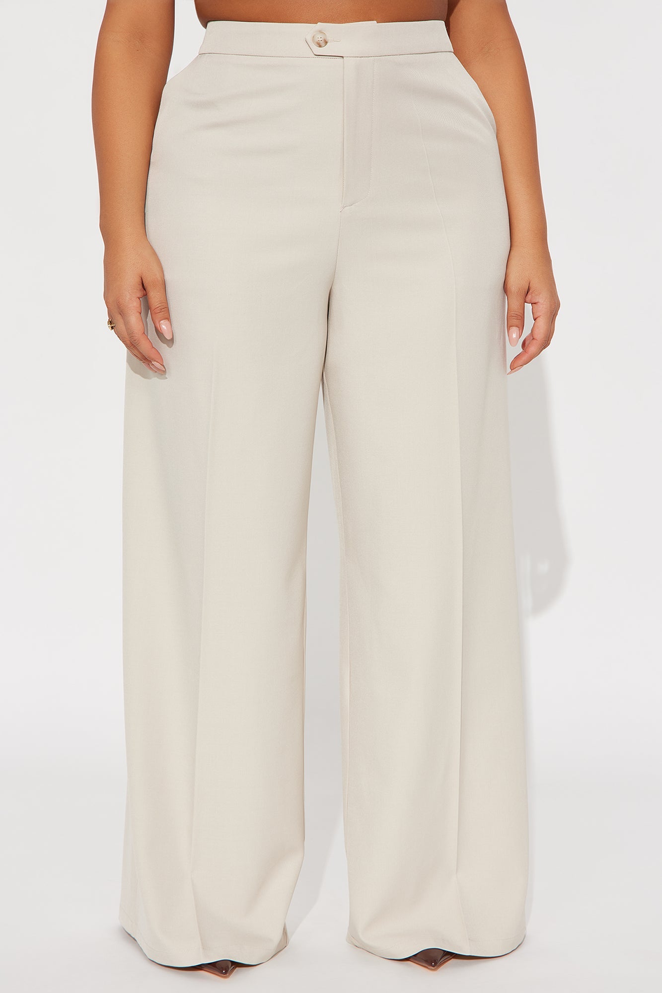 Beatrice Hardware Wide Leg Trouser Pant 33″ - Stone