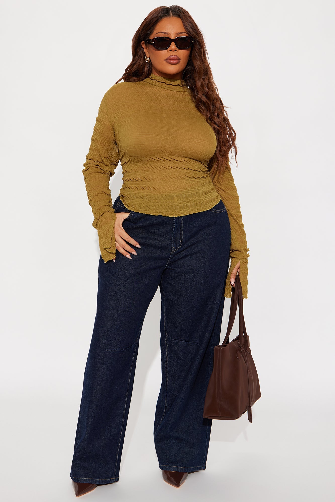 Karis Long Sleeve Turtle Neck Top - Chartreuse
