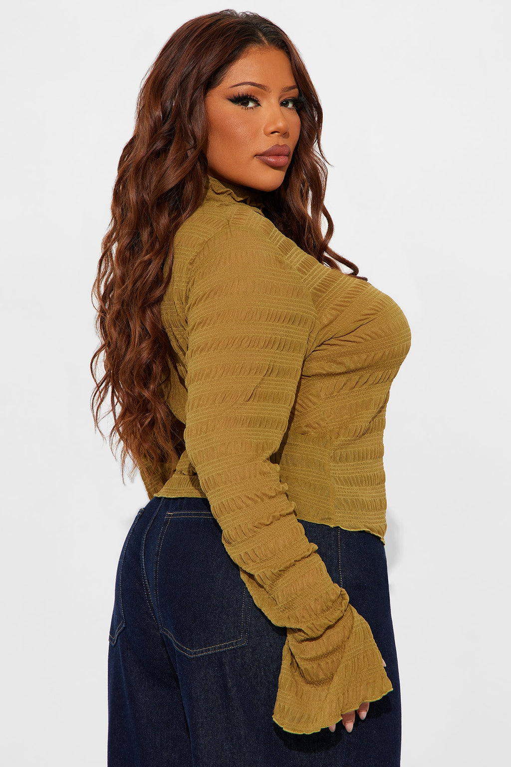 Karis Long Sleeve Turtle Neck Top - Chartreuse