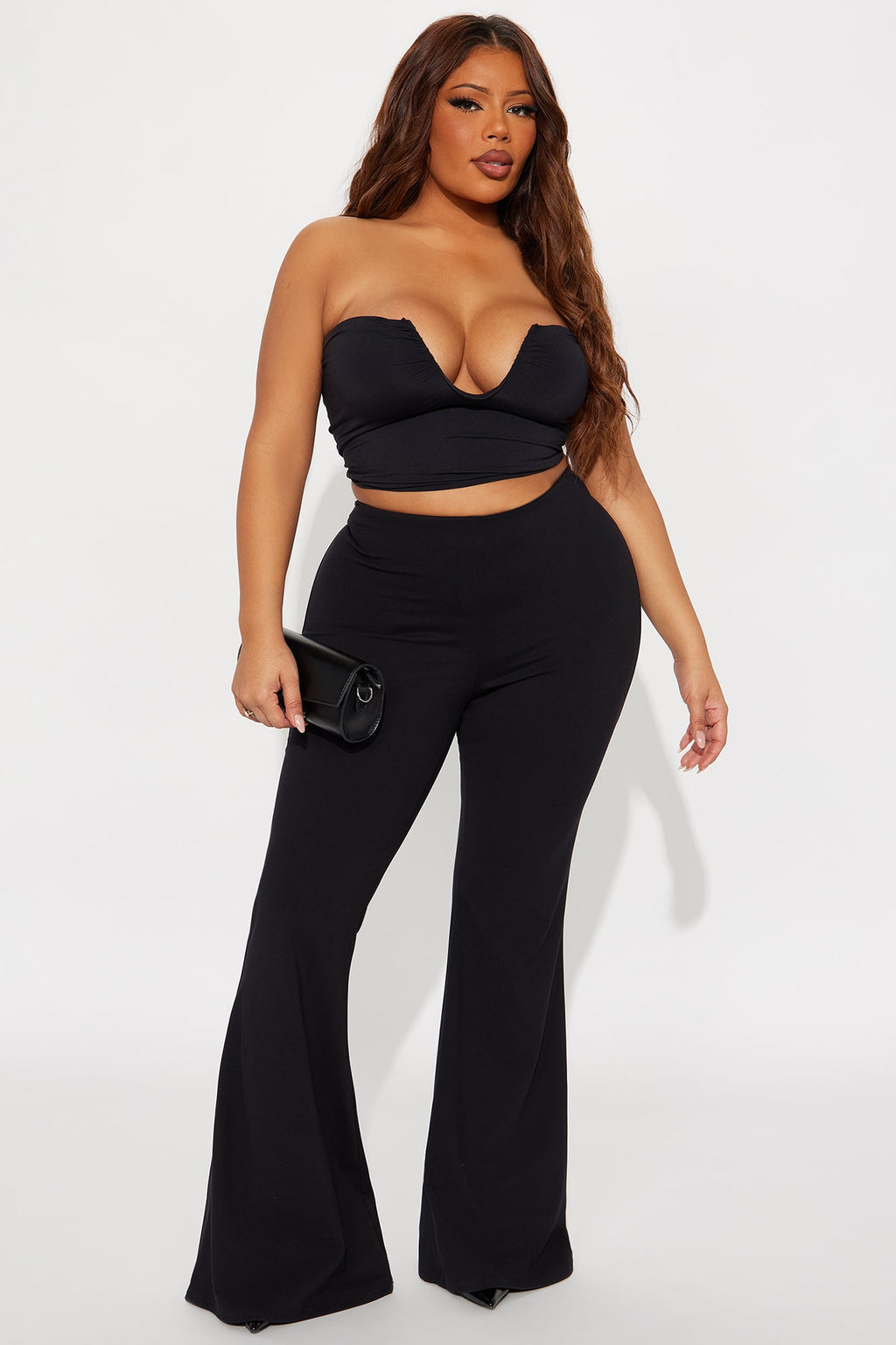 A Little Too Late Mid Rise Flare Pant 34 - Black