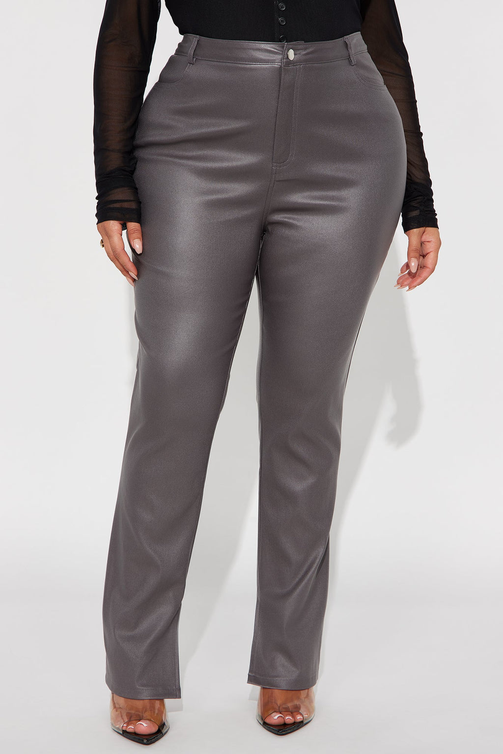 Gia Faux Leather Skinny Pant - Charcoal