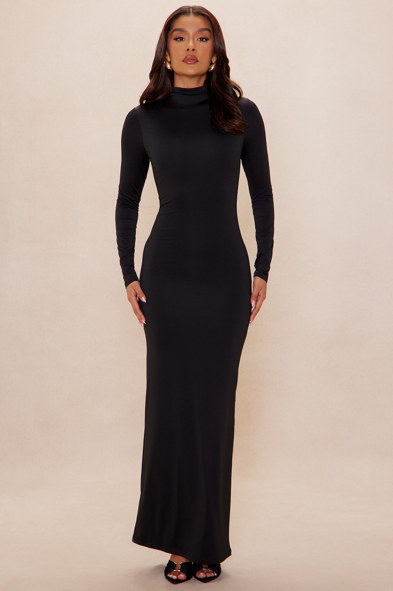 Kyra Double Layered Backless Maxi Dress - Black