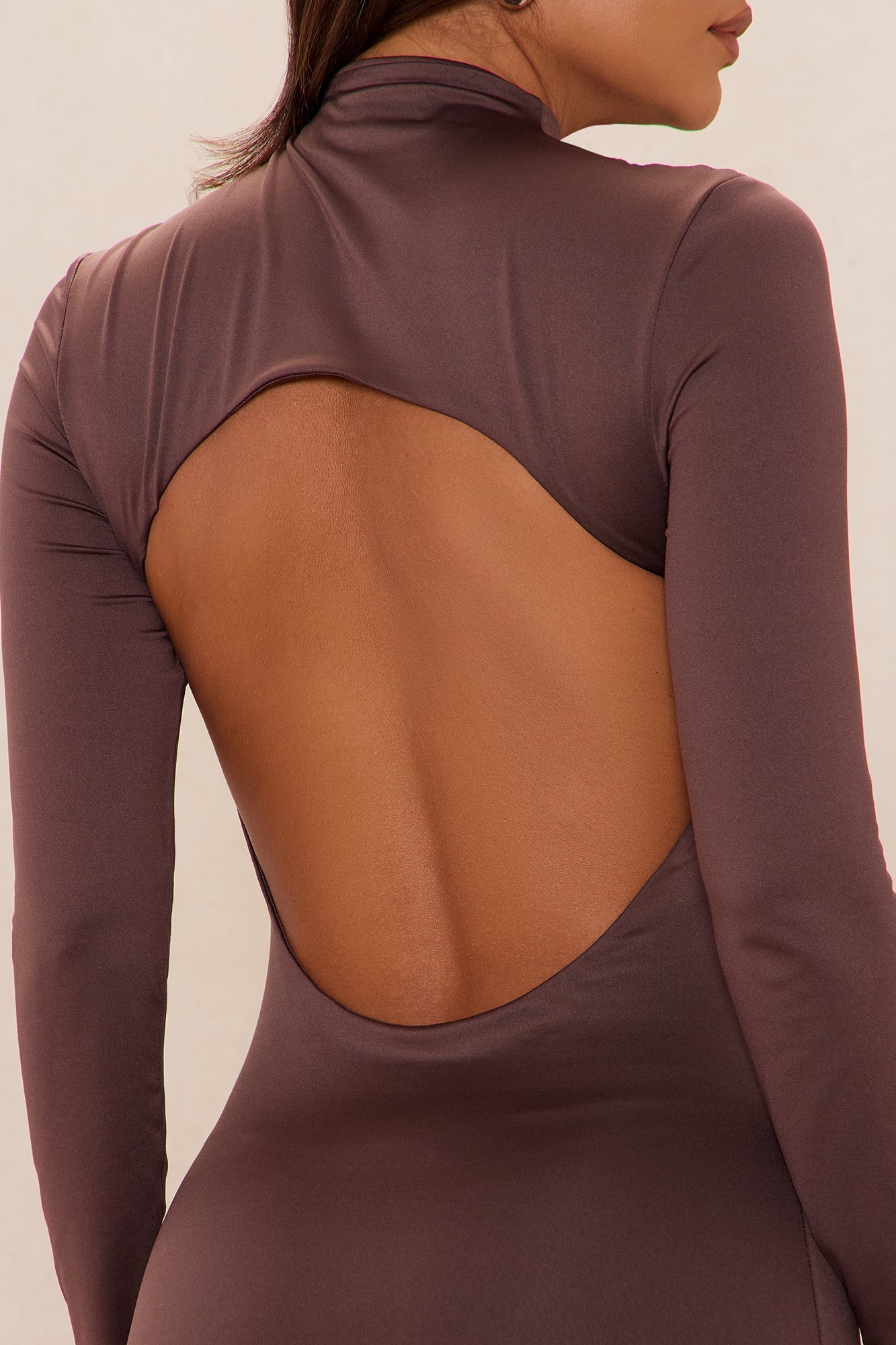 Kyra Double Layered Backless Maxi Dress - Chocolate