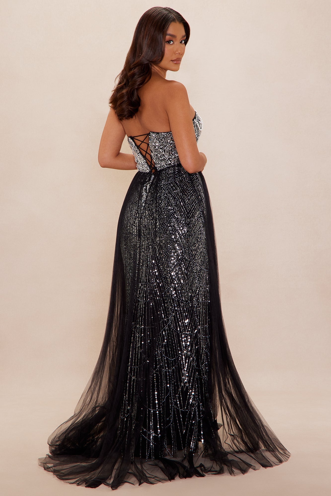 Seraphina Strapless Embellished Gown - Black