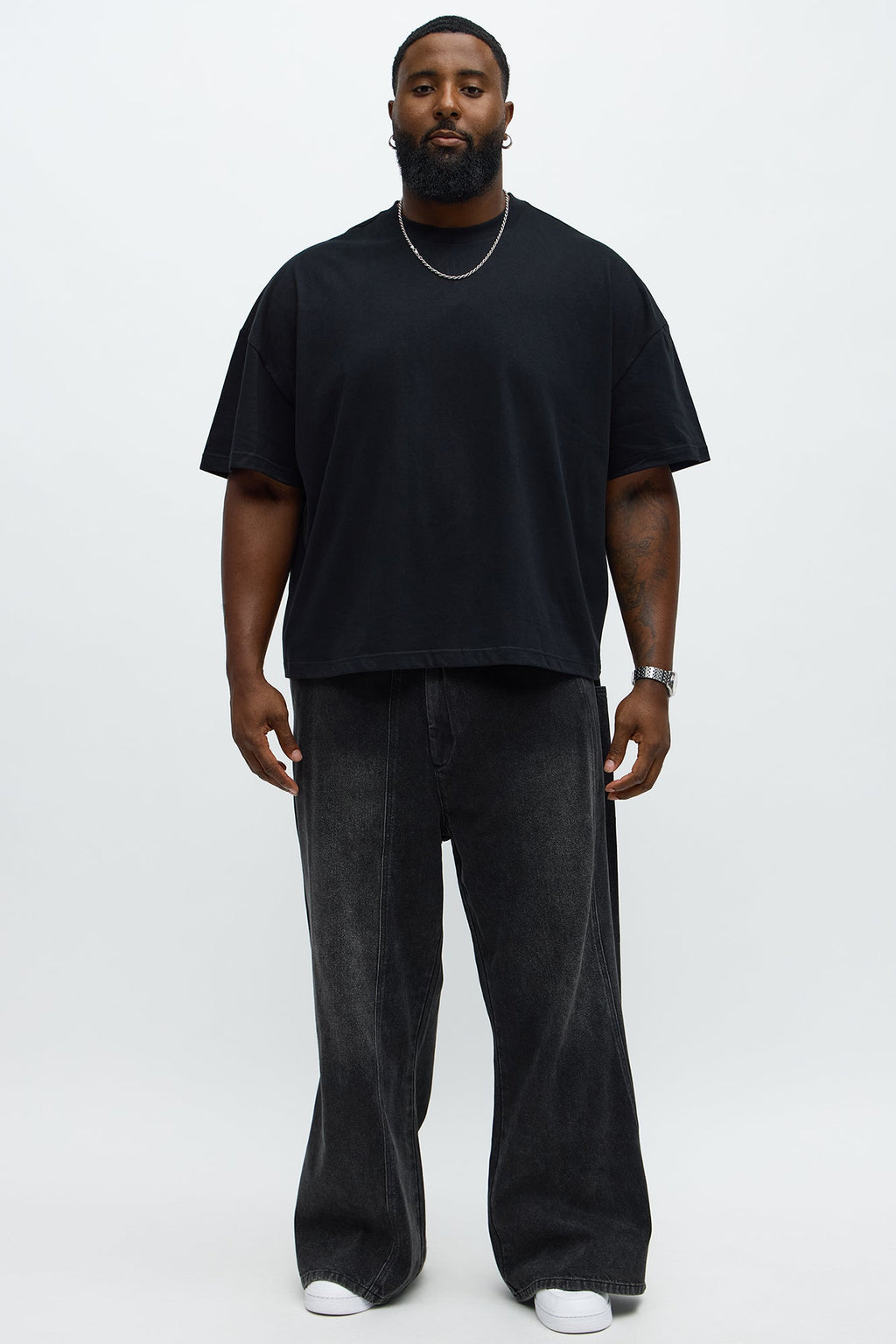 Premium Boxy Cropped Soft Cotton Tee - Black