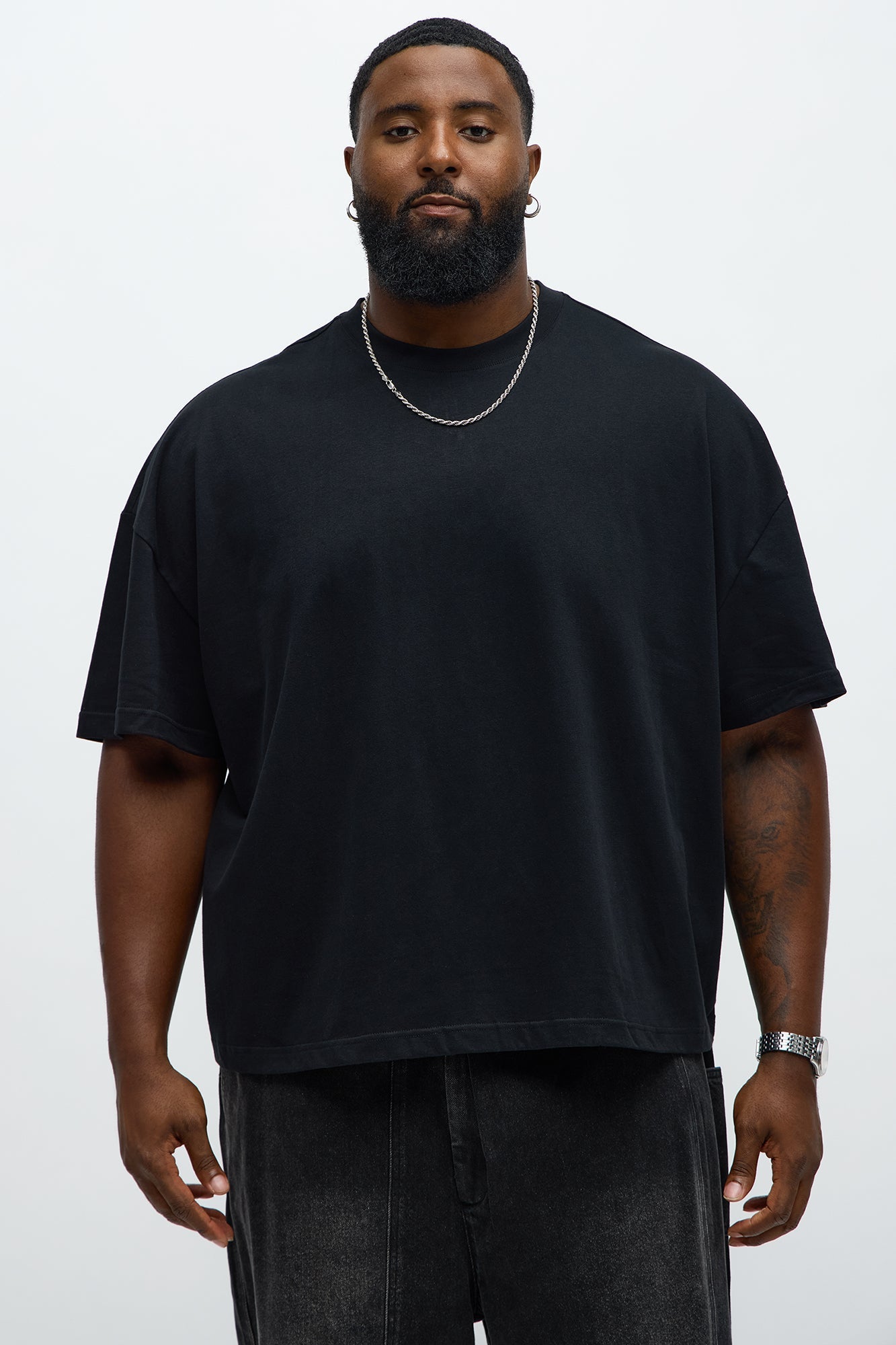 Premium Boxy Cropped Soft Cotton Tee - Black