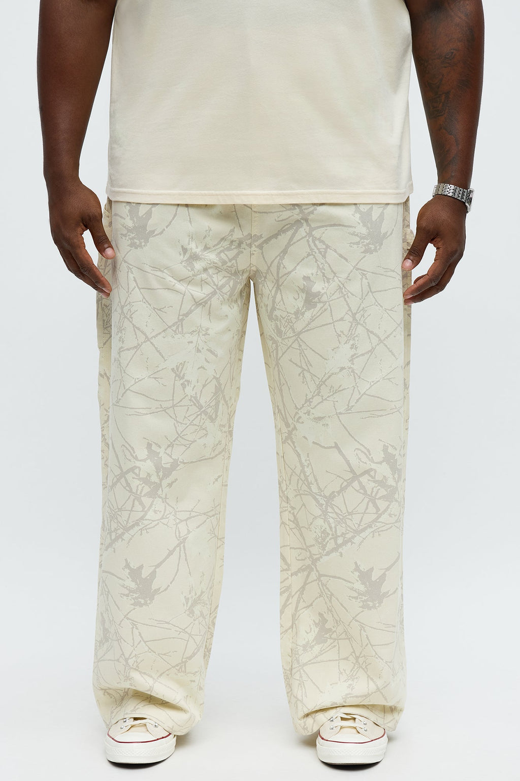 Straight Woodland Mirage Carpenter Pants  - Cream