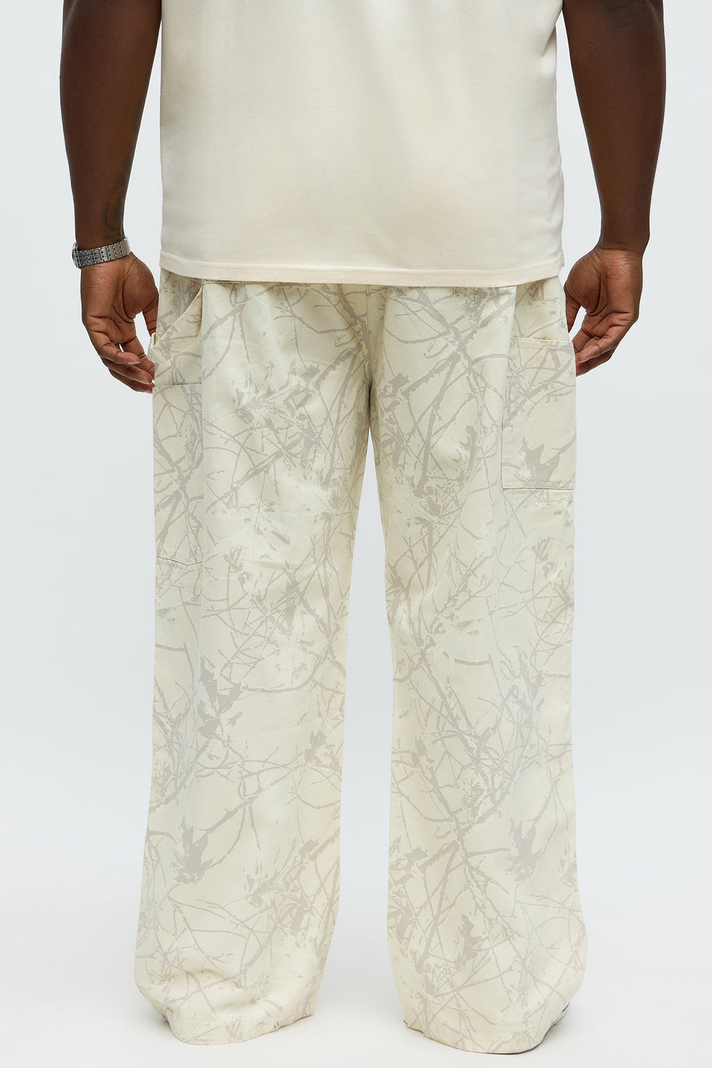 Straight Woodland Mirage Carpenter Pants  - Cream