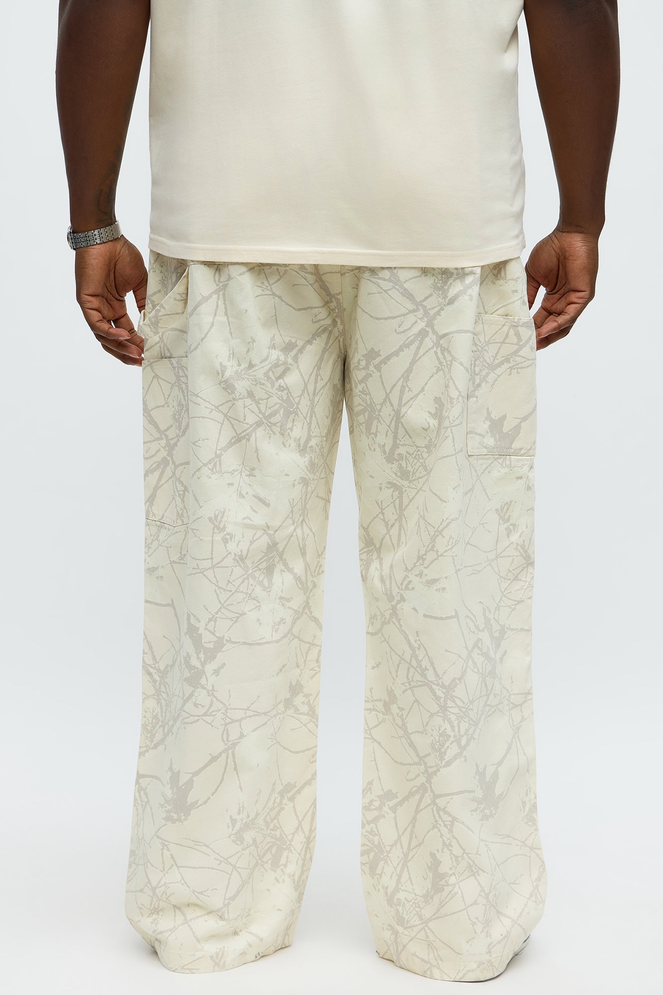 Straight Woodland Mirage Carpenter Pants  - Cream