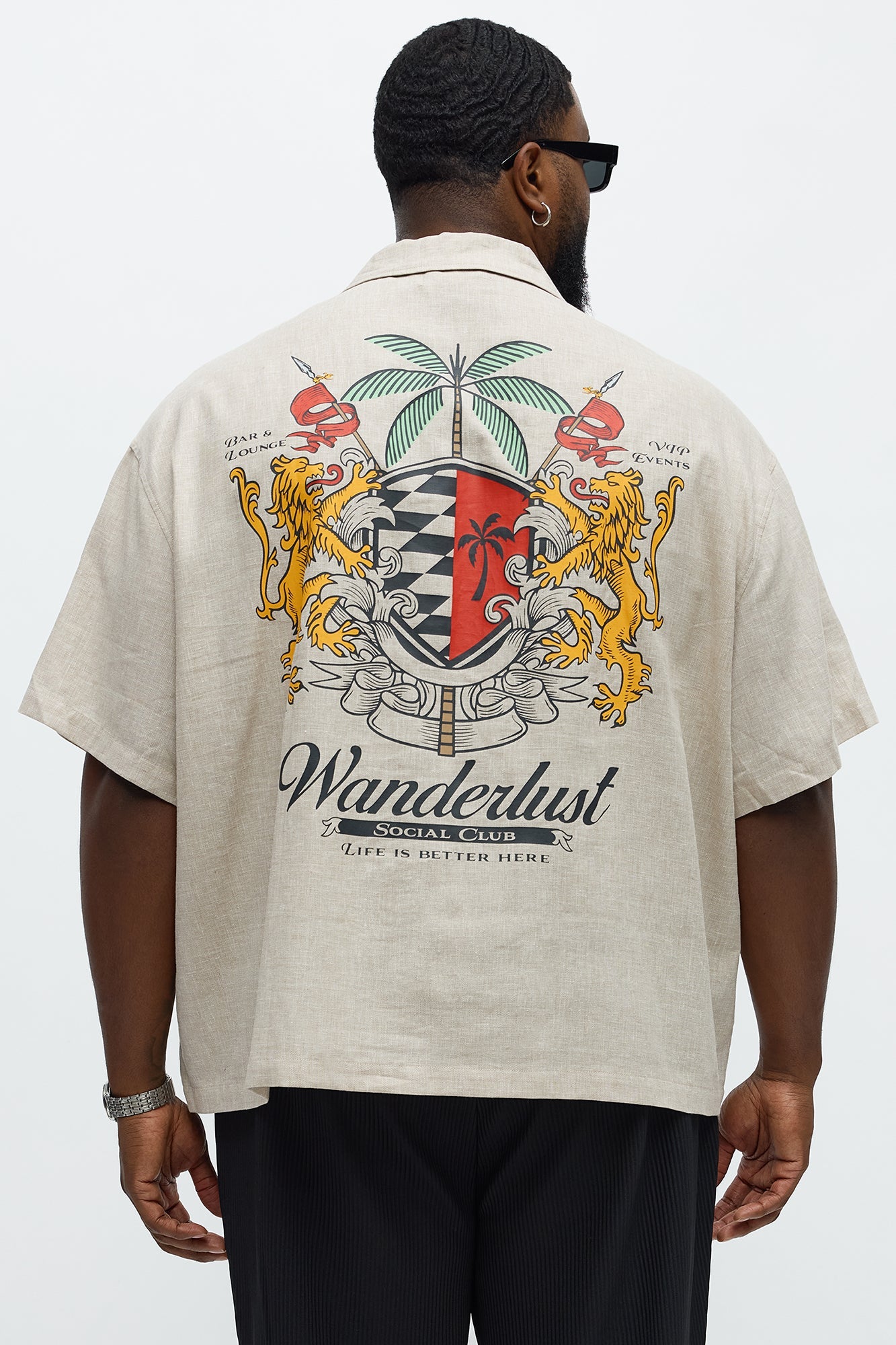 Boxy Wanderlust Cuban Collar Linen Shirt - Stone