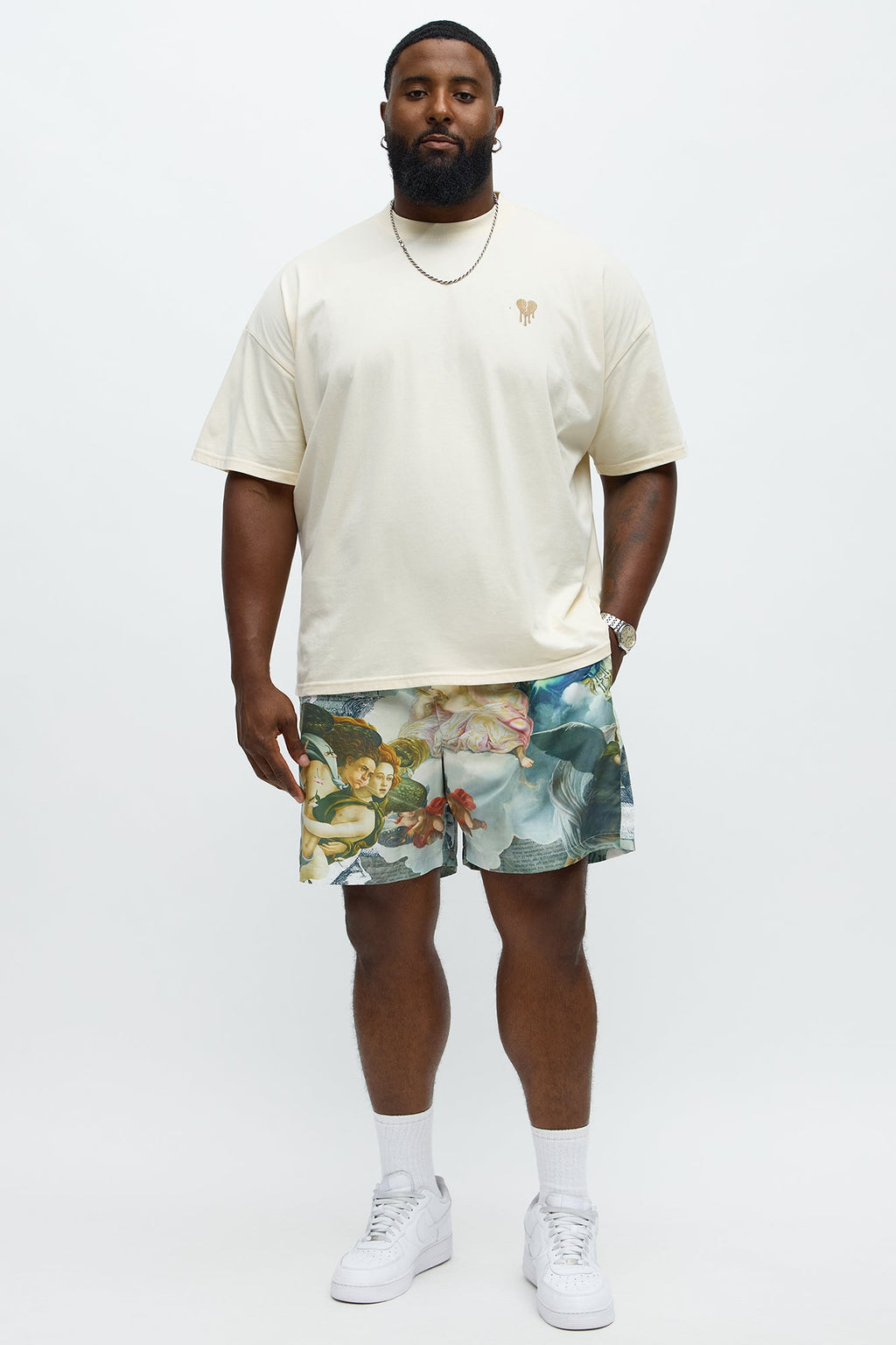 Relaxed Graphic Jersey Basketball Shorts - Multi Color