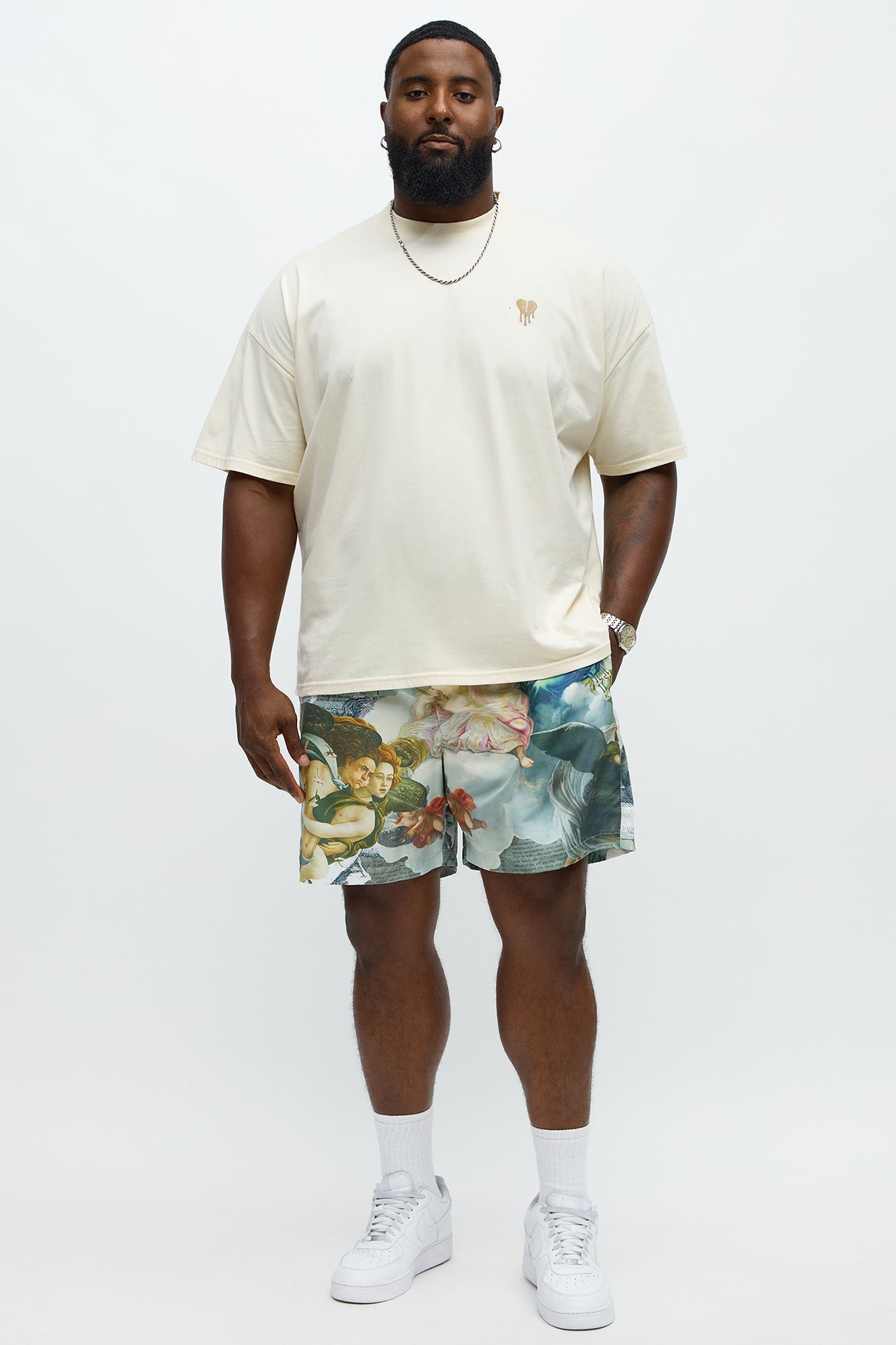 Relaxed Graphic Jersey Basketball Shorts - Multi Color