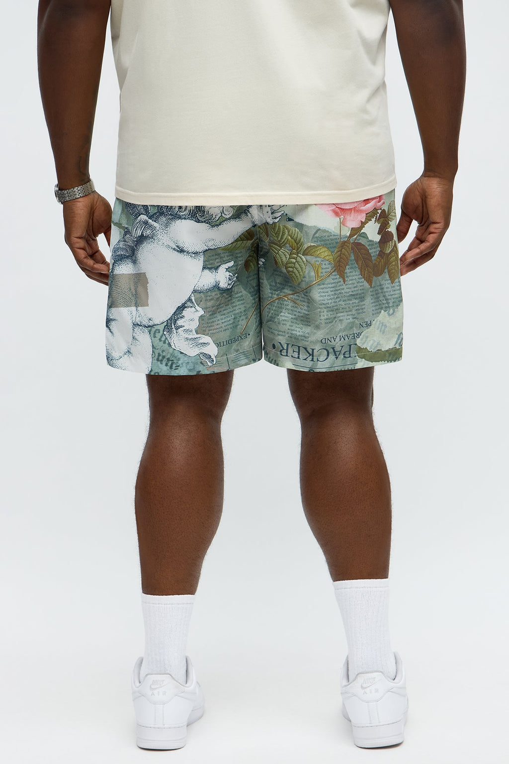 Relaxed Graphic Jersey Basketball Shorts - Multi Color