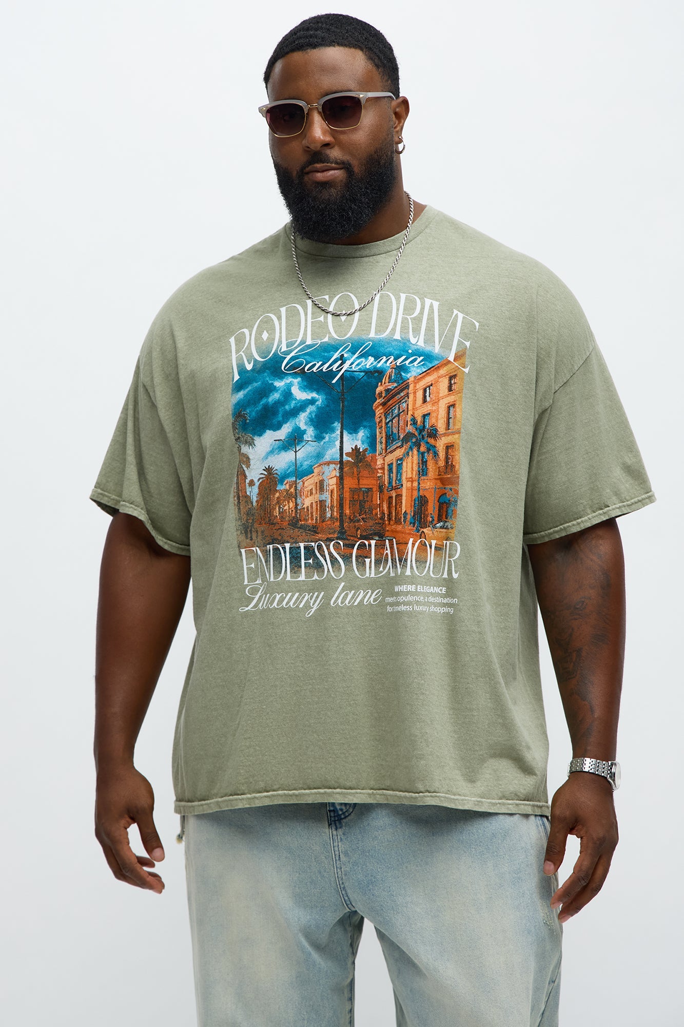 Endless Glamour Oversized Short Sleeve Tee - Olive